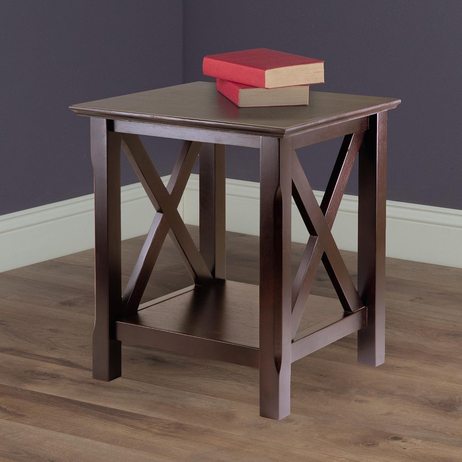 Winsome Xola 20W x 19.13-Inch D End Table, Cappuccino (40420) | Classic Bedside Nightstand with Open Shelf
