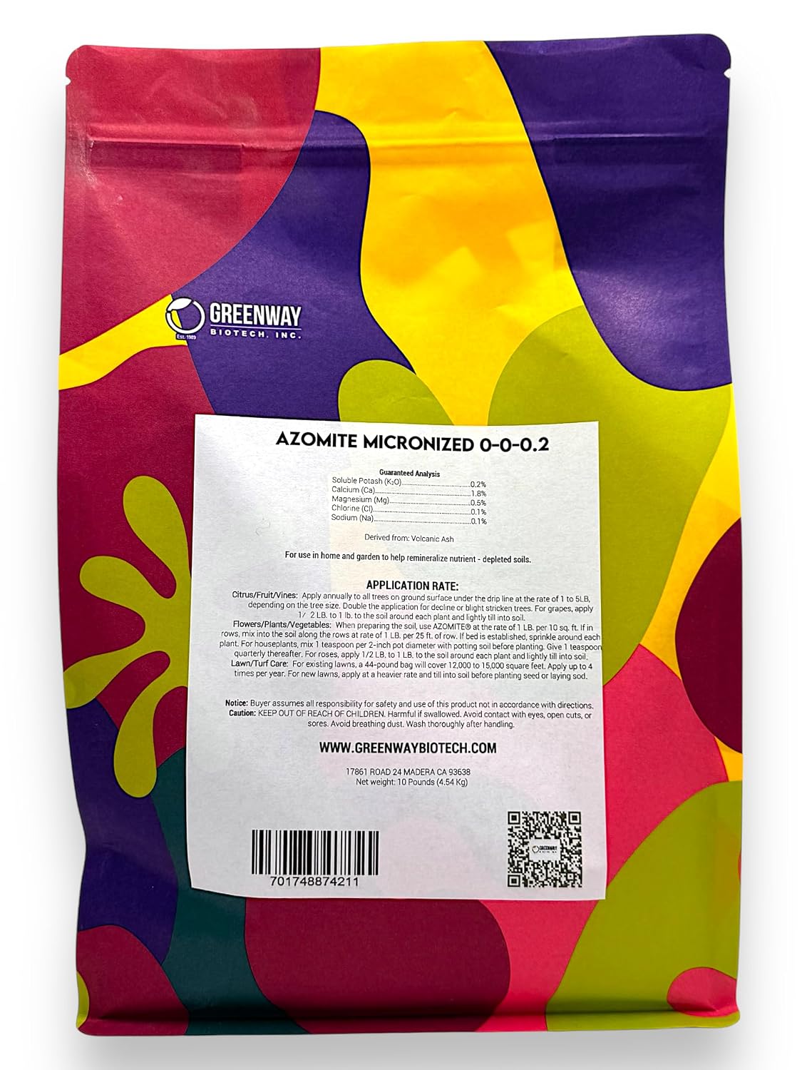 Greenway Biotech, Inc. Azomite Rock Dust Volcanic Ash Organic Fertilizer with Micronutrient & Trace Minerals- Natural Mineral Soluble Plant Fertilizers for Enhances & Increases Crop Yield (1 Pound)