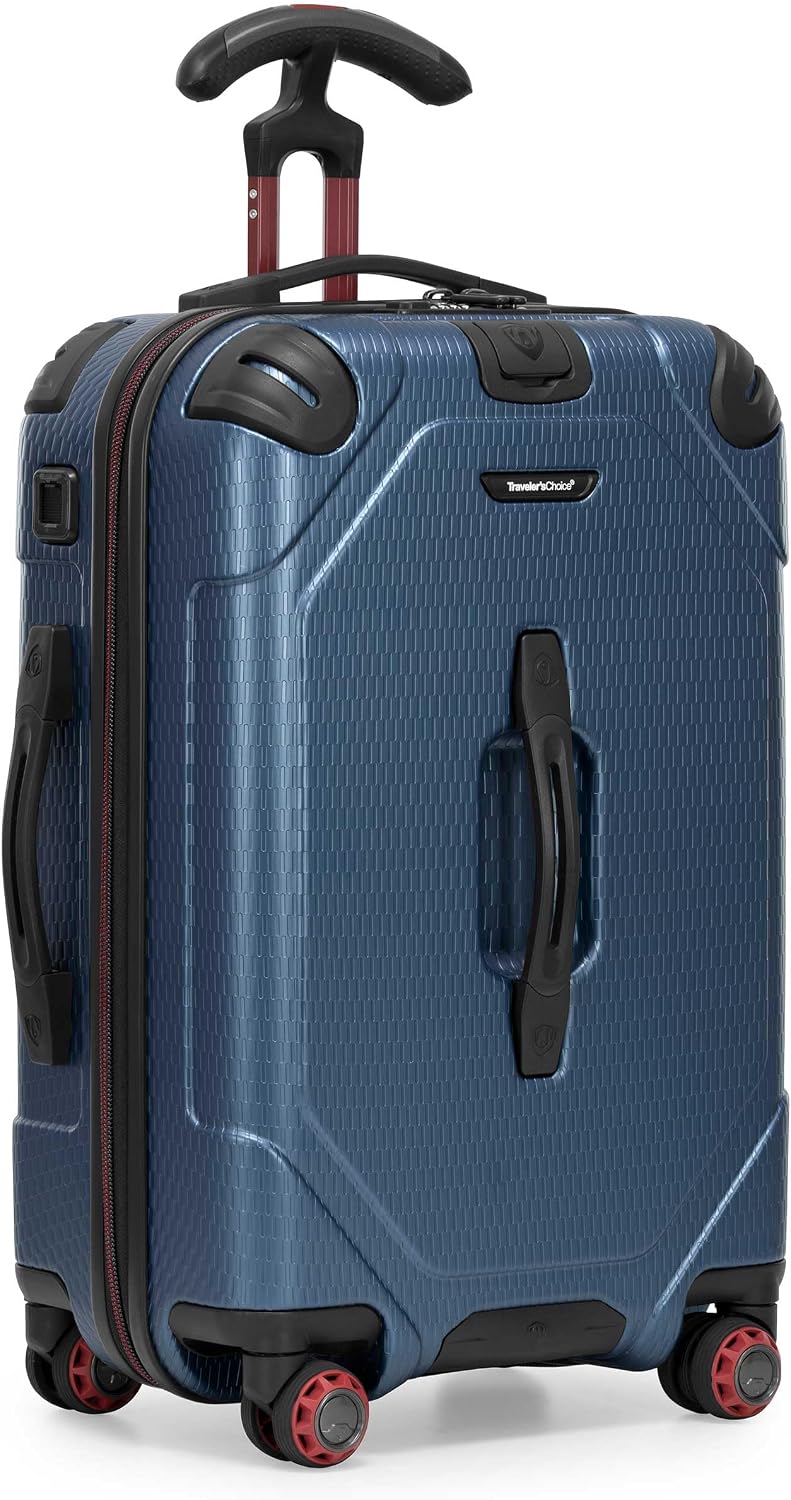 Traveler's Choice Maxporter II Polycarbonate Hardside Trunk with Spinner Wheels, Navy, 31-Inch Large Trunk