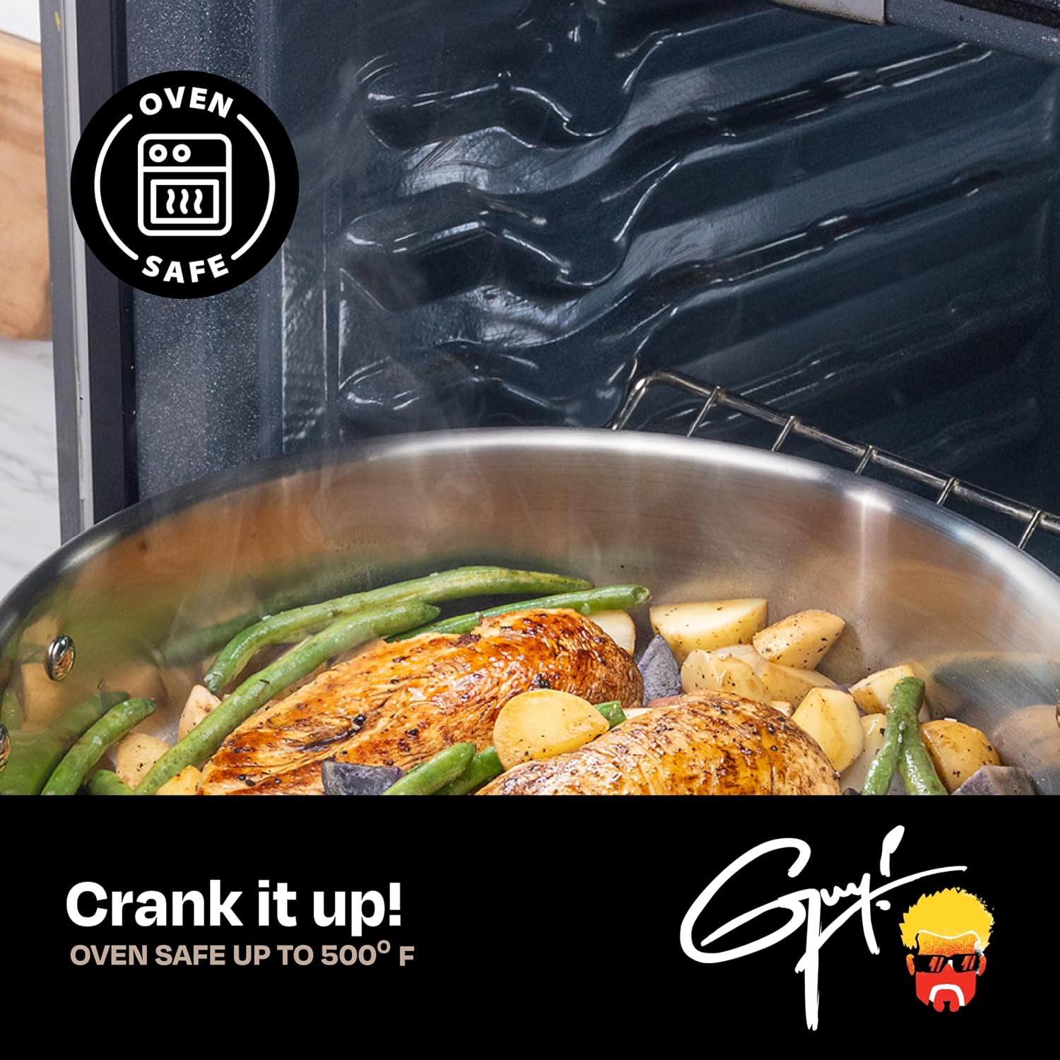 Guy Fieri's Flavortown 10-Piece Stainless Steel Cookware Set | Frying Pans, Saucepans, Saute Pan & Stock Pot, Oven-Safe up to 500F
