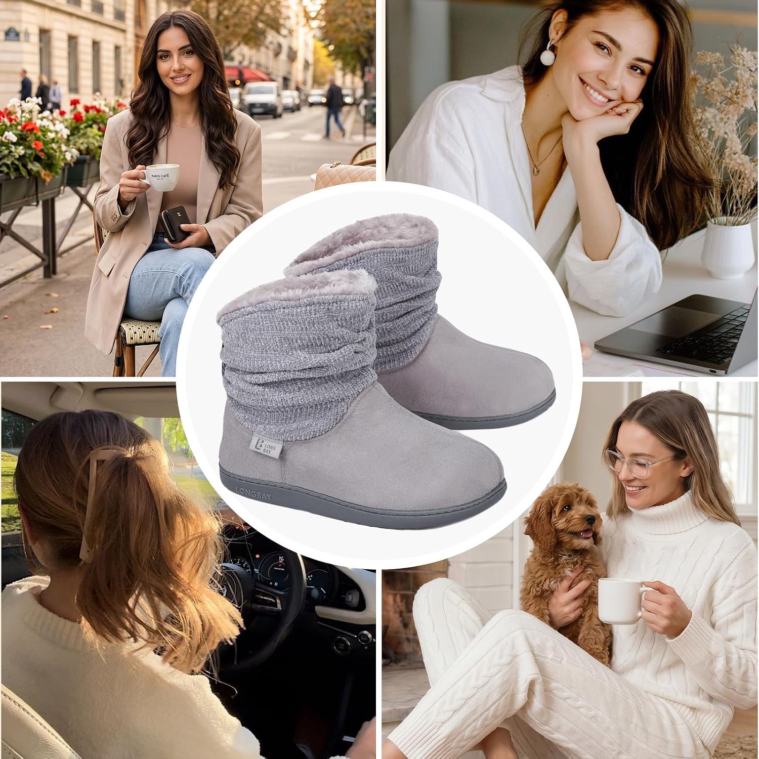 LongBay Slippers Boots for Women Warm Winter Fuzzy Bootie House Shoes Gifts