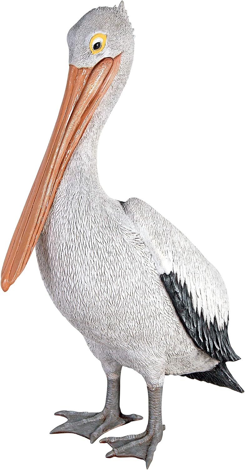 Design Toscano Coastal Decor Ocean's Perch Pelicans Garden Bird Statue, 9 Inch Wide, 24 Inch Tall, Cast Stone Resin, Full Color Finish