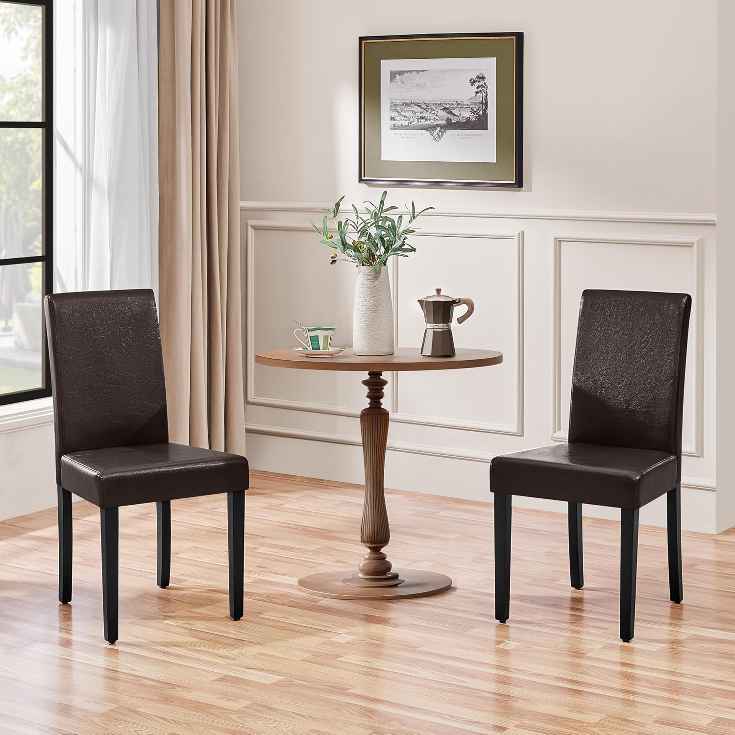 Yaheetech Dining Chairs Set of 4 Upholstered Kitchen Chairs Black