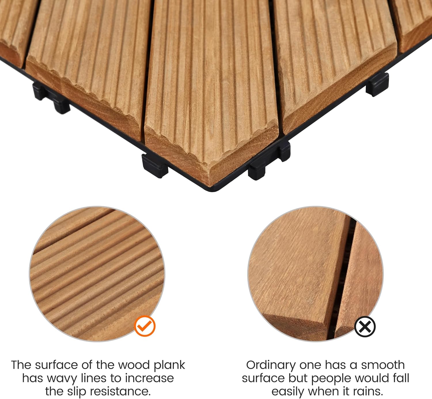Topeakmart 27PCS Interlocking Deck Tiles 12x12 Patio Flooring, Brown