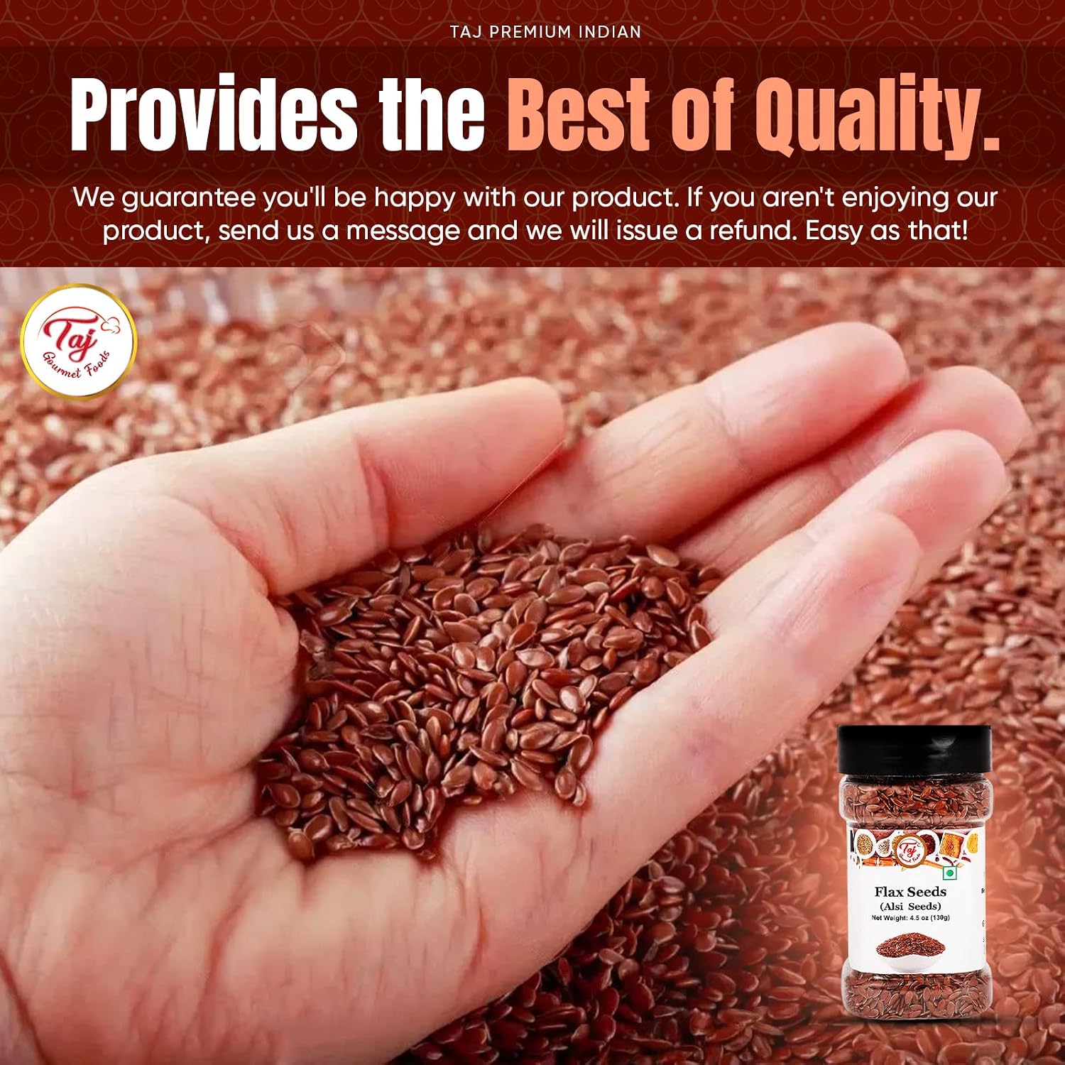 AJ Premium Indian Alsi Flax Seeds (Linseed), 4.5oz (130g)
