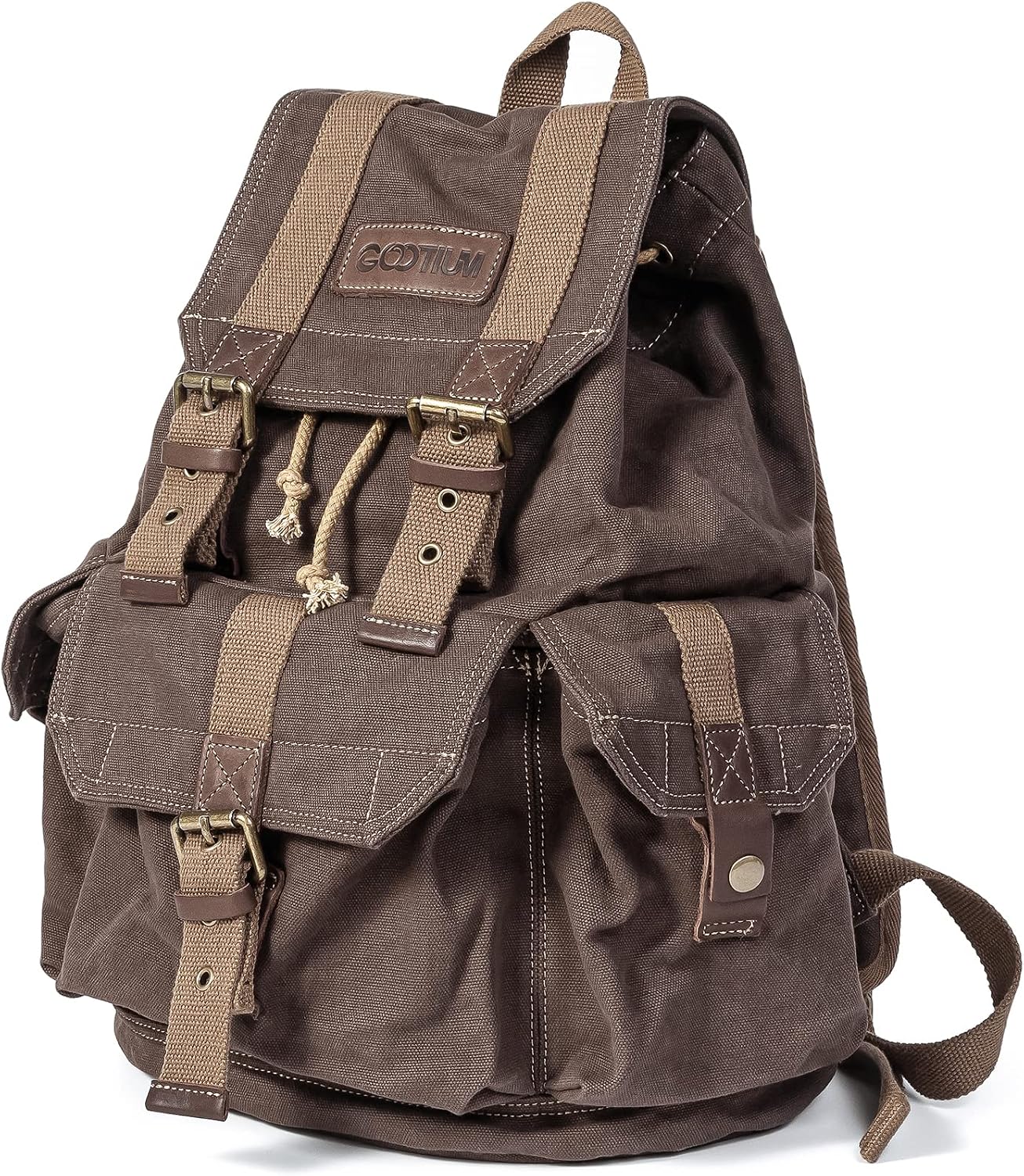 GOOTIUM 21101AMG Specially High Density Thick Canvas Backpack Rucksack, Field Tan, Large