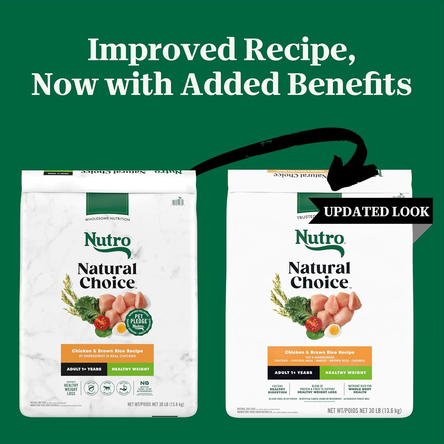 Nutro Natural Choice Healthy Weight Dry Dog Food, Chicken & Rice, 30 lb | Non-GMO, Chicken #1 ingredient, no corn, wheat, soy, supports weight loss, skin & coat, digestive & immune health