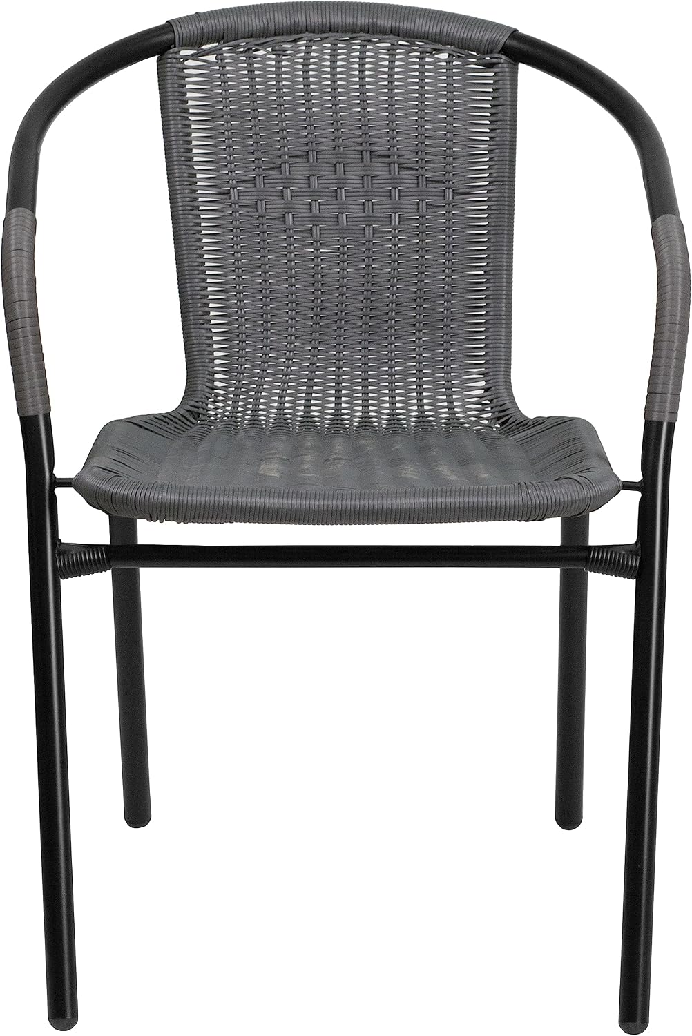 Flash Furniture Lila Modern Rattan Indoor/Outdoor Stackable Dining Chairs, Stacking Rattan Bistro Chairs for Patio or Restaurant, Set of 4, Brown | Commercial Grade, Indoor/Outdoor Use