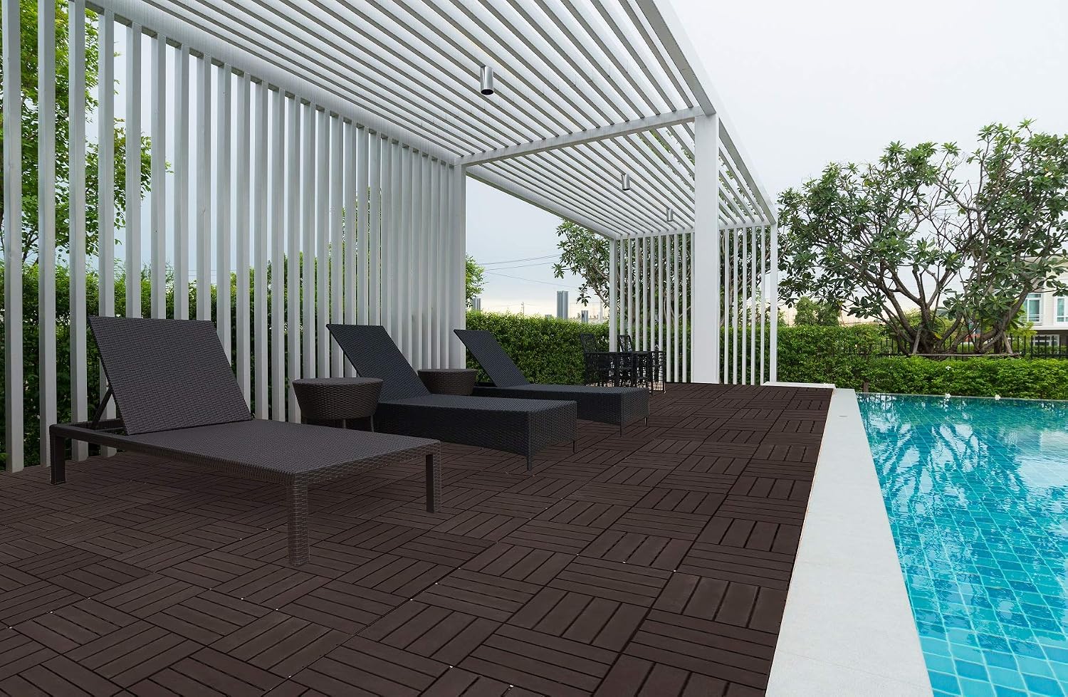ASTEROUTDOOR Interlocking Deck Tiles Plastic Waterproof Outdoor Flooring 12" x 12" for Patio Garden Deck Poolside Indoor Outdoor, 10 pcs, Gray