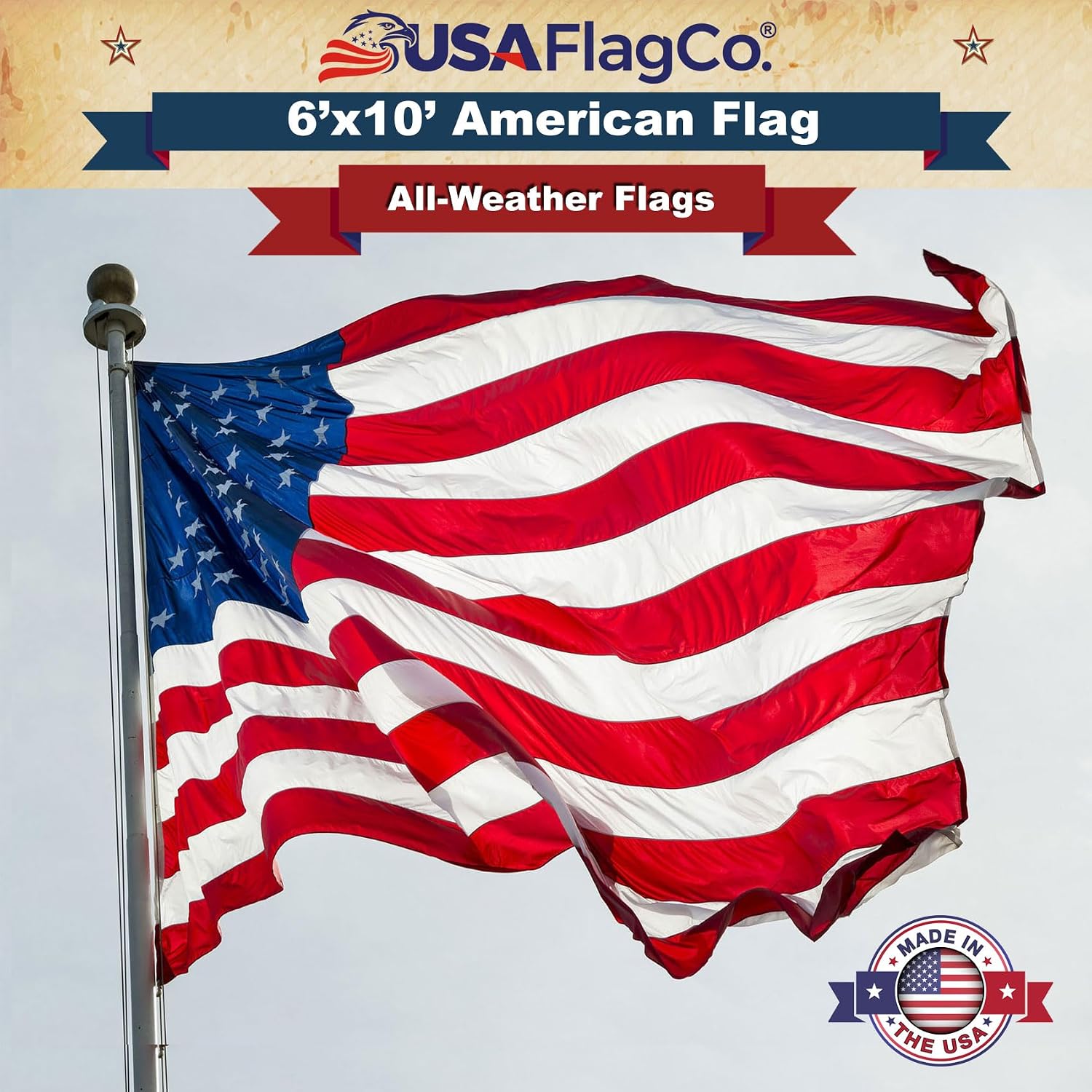 US Flag 4x6 100% American Made: The Best Embroidered Stars and Sewn Stripes American Flag, Made in the USA (4 by 6 Foot)