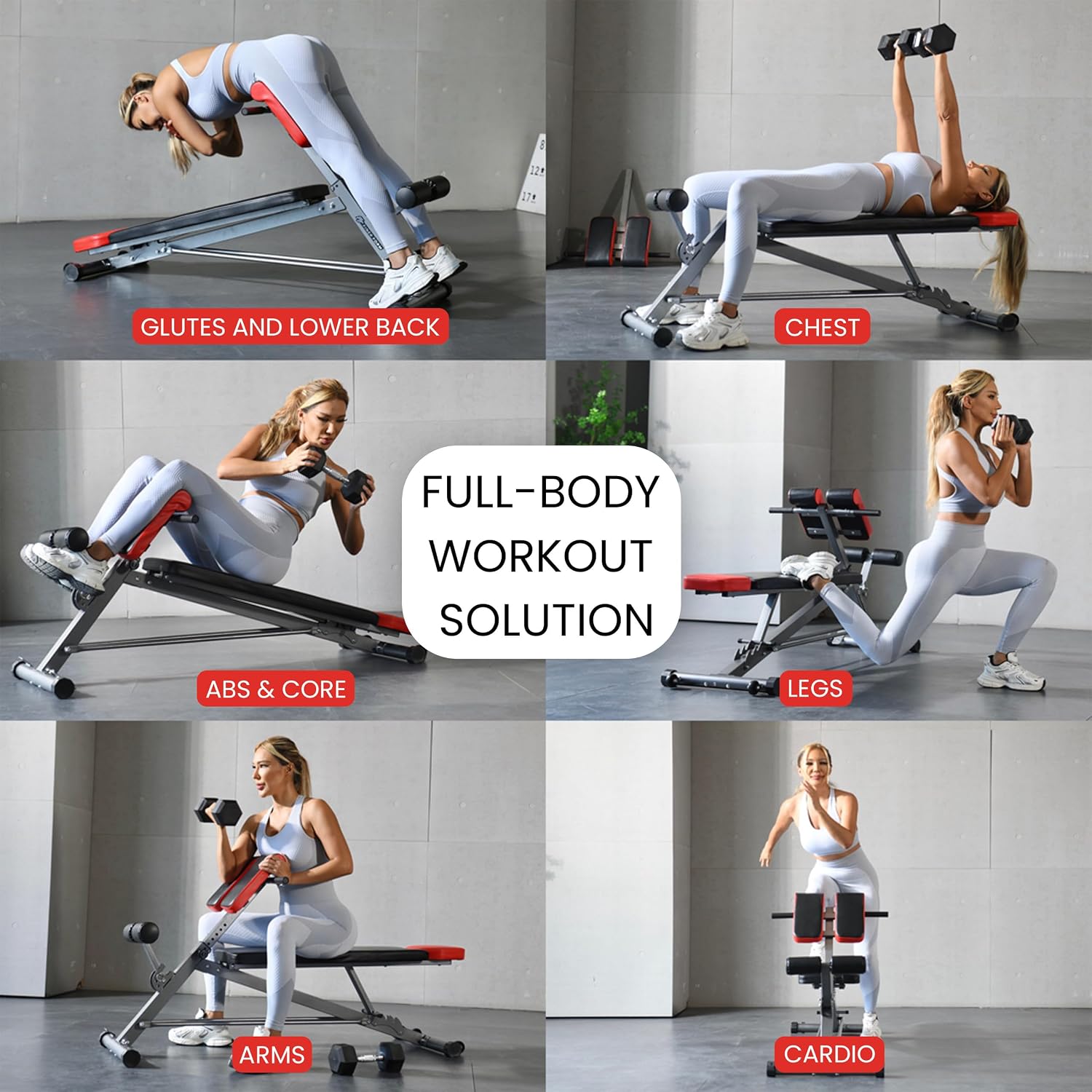 Finer Form Multi-Functional Adjustable Weight Bench and Roman Chair