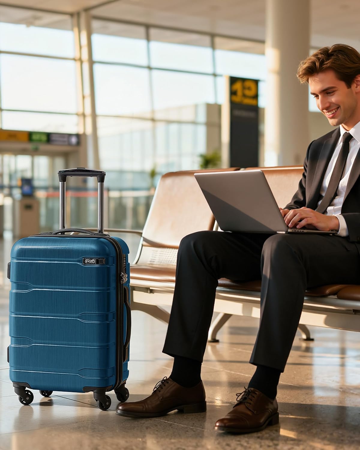 Coolife Medium Checked Luggage Hardside Suitcase with Spinner Wheels, 24in | Lightweight ABS+PC, Rolling Travel Suitcase with TSA Lock, Spinner Wheels, Durable Zipper, Charcoal