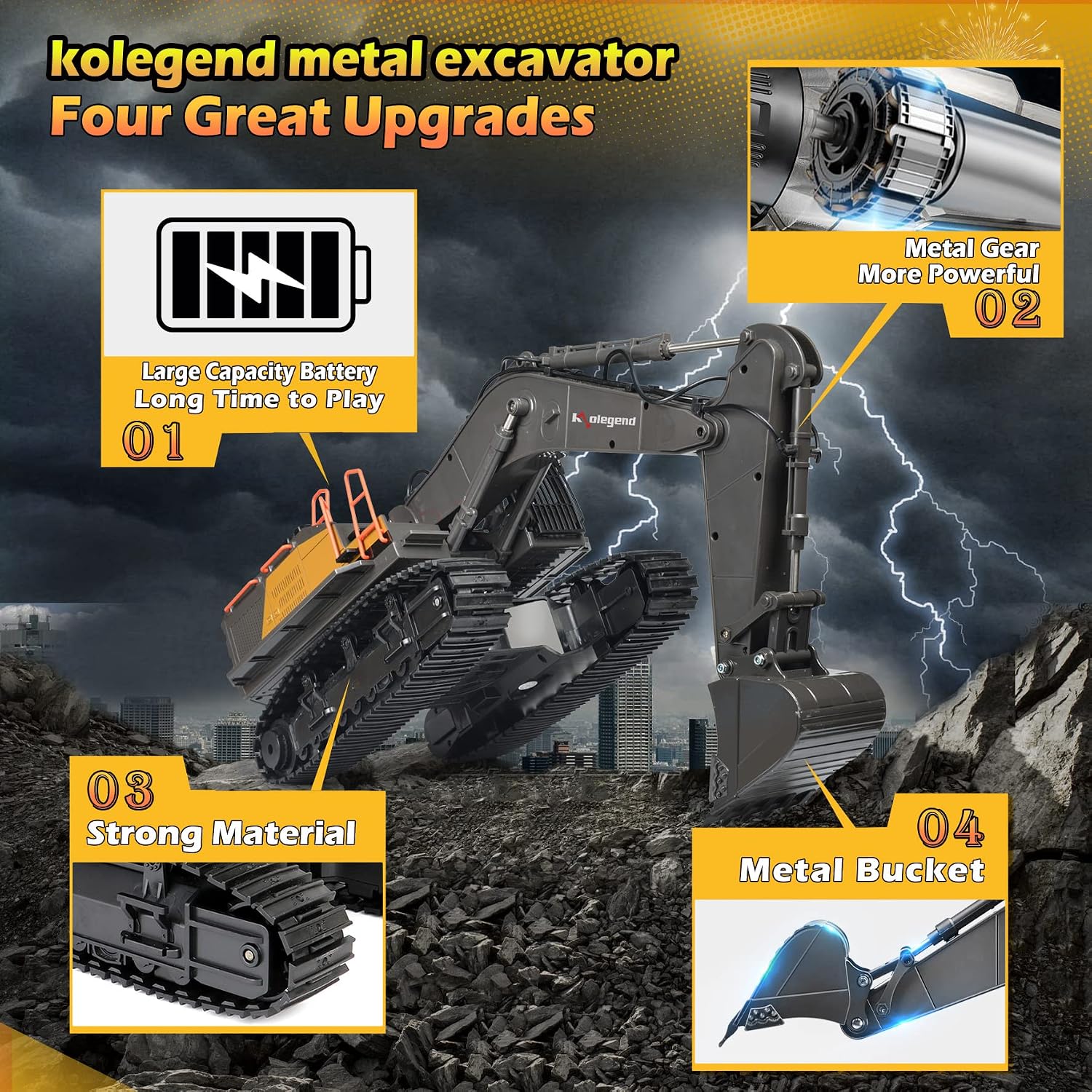 kolegend Remote Control Excavator Toy 1/14 Scale RC Excavator