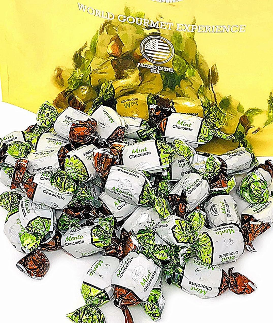 SweetGourmet Premium Chocolate Filled Mints, Arcor Hard Candy, 2 Pound | After-Dinner Treat, ~80 Pieces per Pound, Candy Buffet Ready, Assorted Wrappers, Resealable Bag