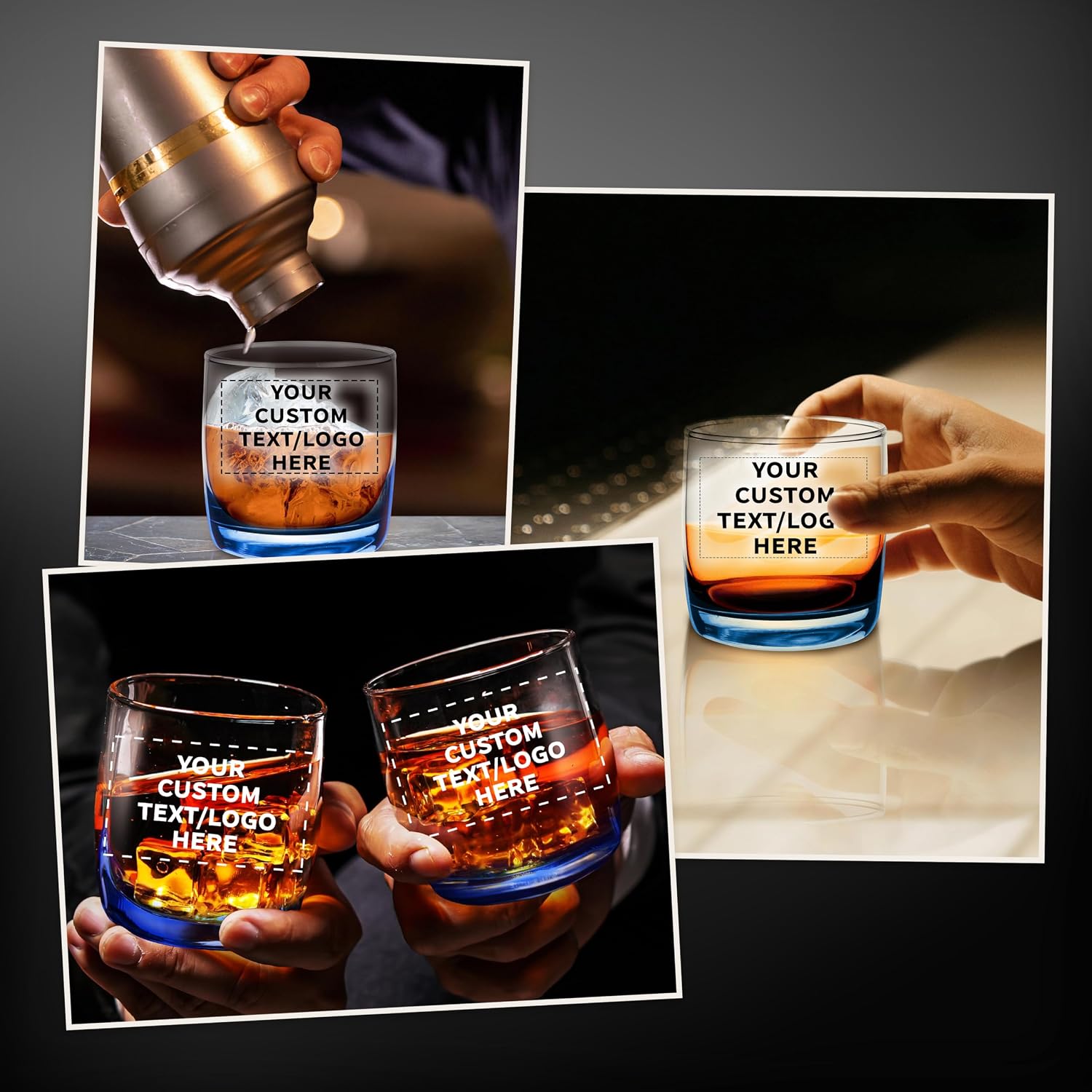 DISCOUNT PROMOS Custom Whiskey Glasses 10 oz Set of 10/50/100, Personalized Bulk Pack - Heavy Base Old Fashioned Glass, Perfect for Scotch, Bourbon