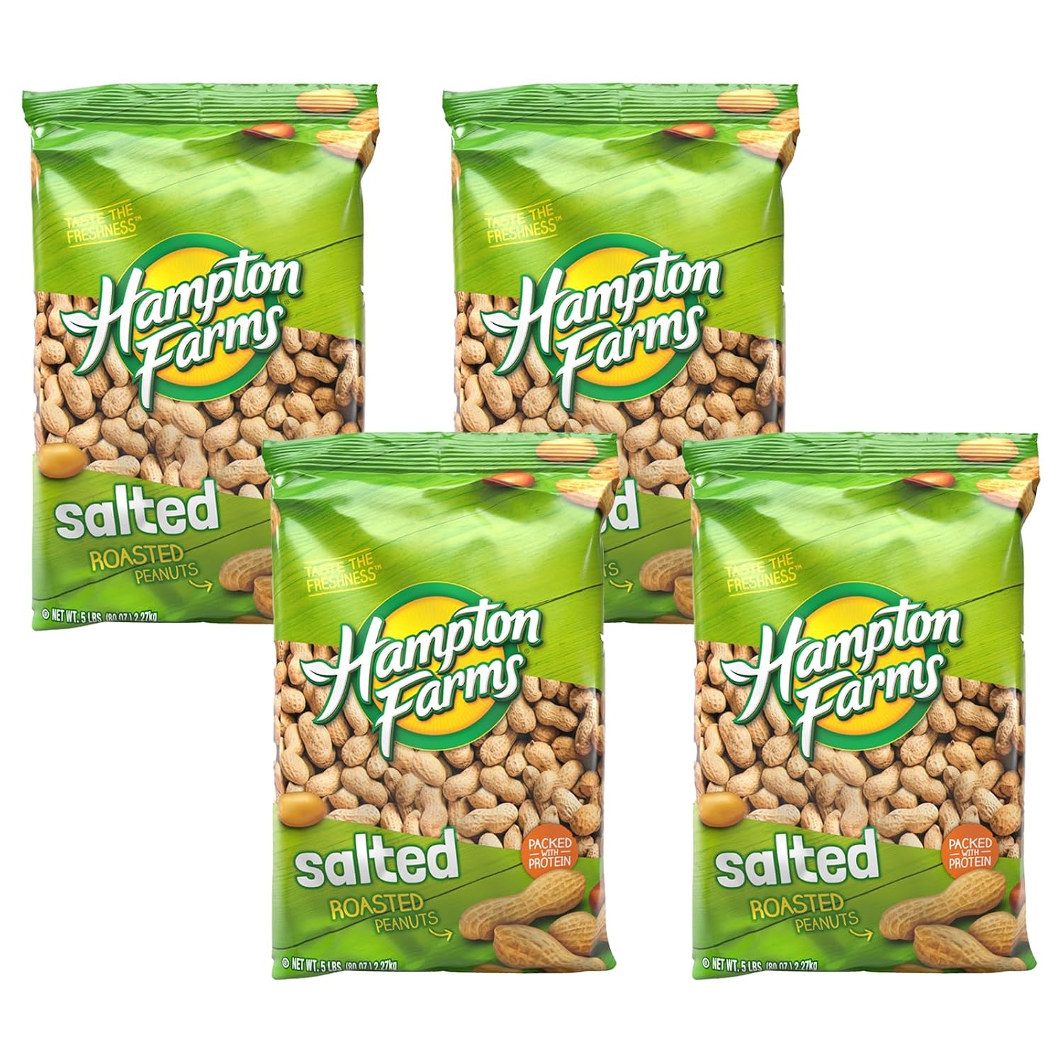 Hampton Farms - USA Grown All-Natural - Fancy Roasted In-Shell Salted Peanuts - 5 lb. Bag