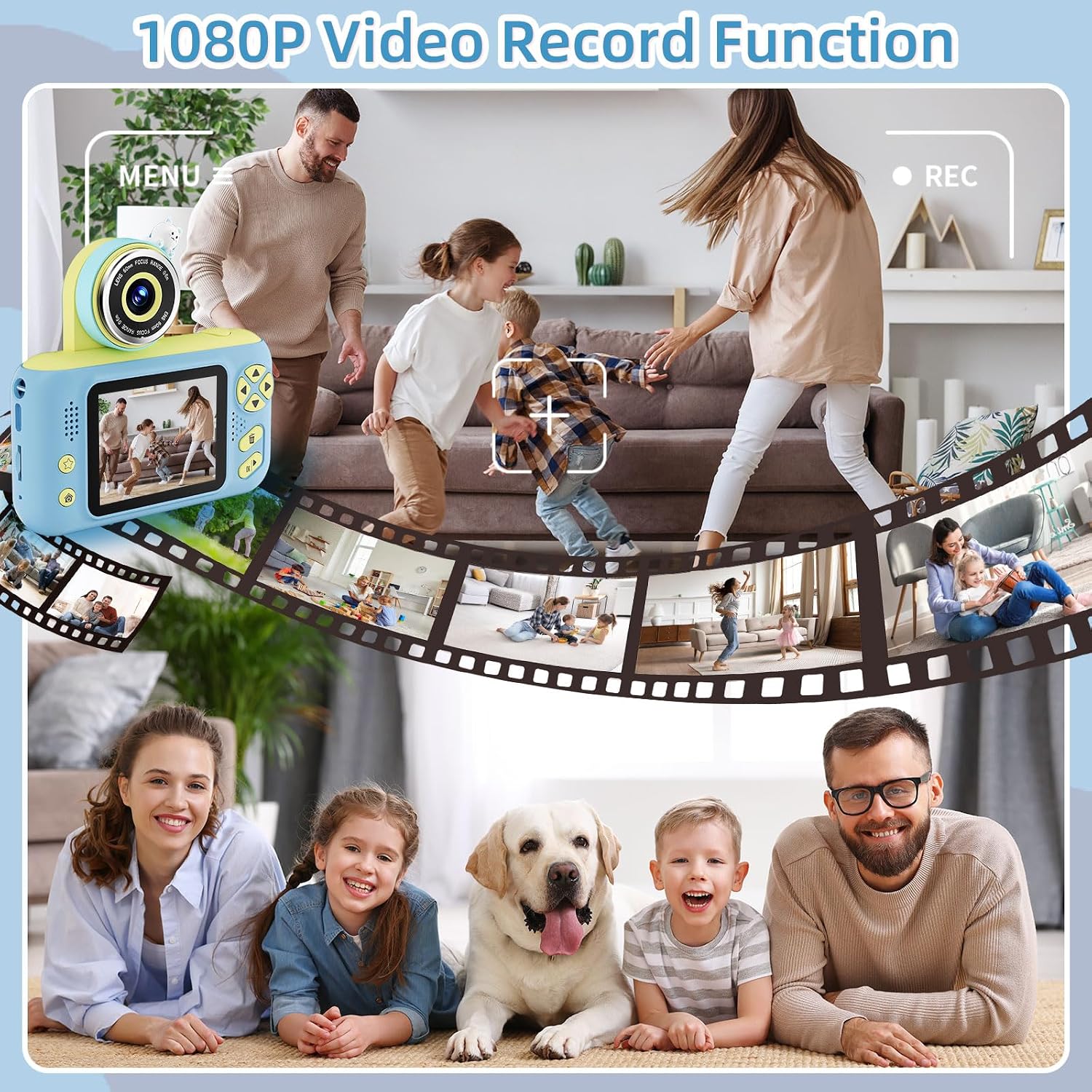 Makolle Camera for Kids, Portable Travel Camera for Childrens Age 3-8, Blue | Flip Up Lens, Drop Proof, With Tripod, Long Battery Life, SD Card Included, Birthday Gifts for Boys and Girls Age 3-12