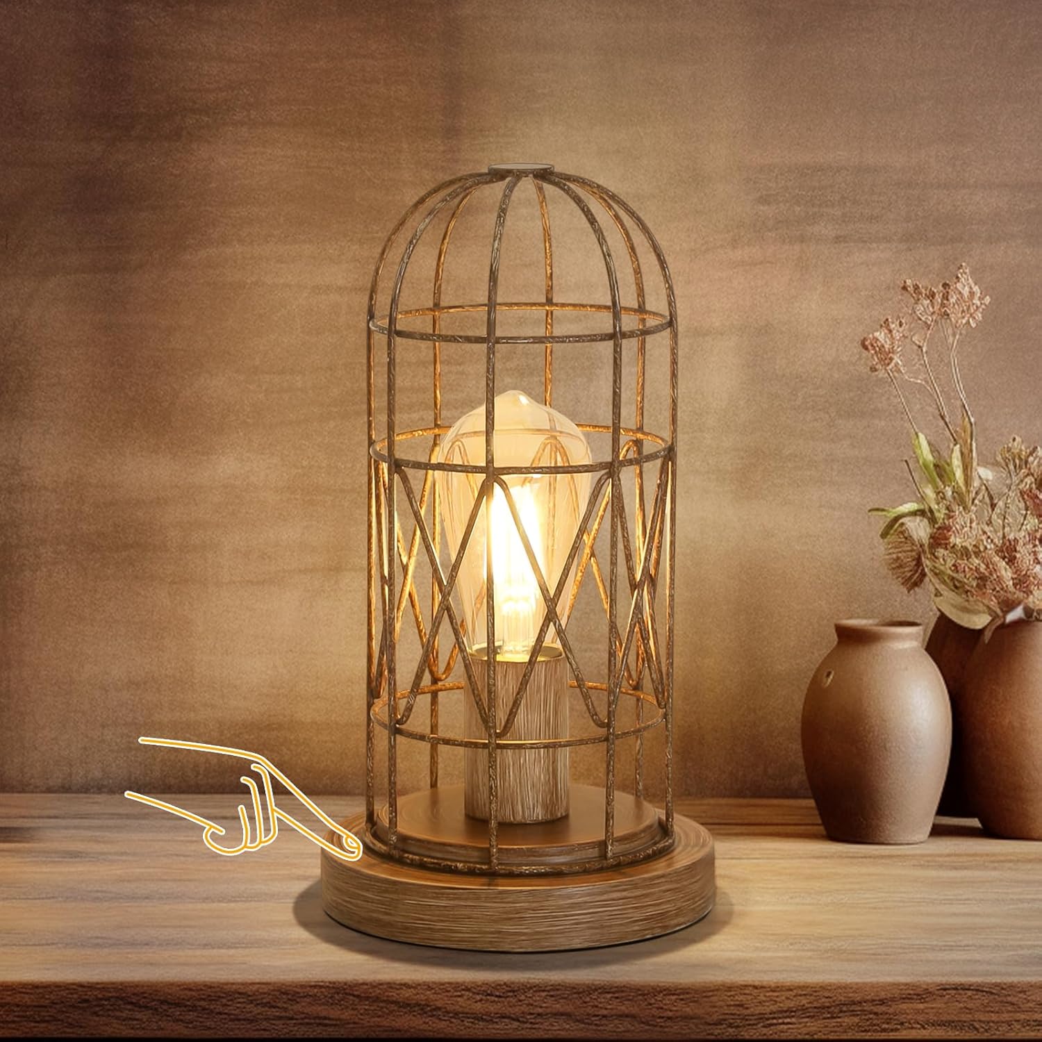 Touch Control Table Lamp, 3 Way Dimmable Lamp, Industrial Bedside Lamp