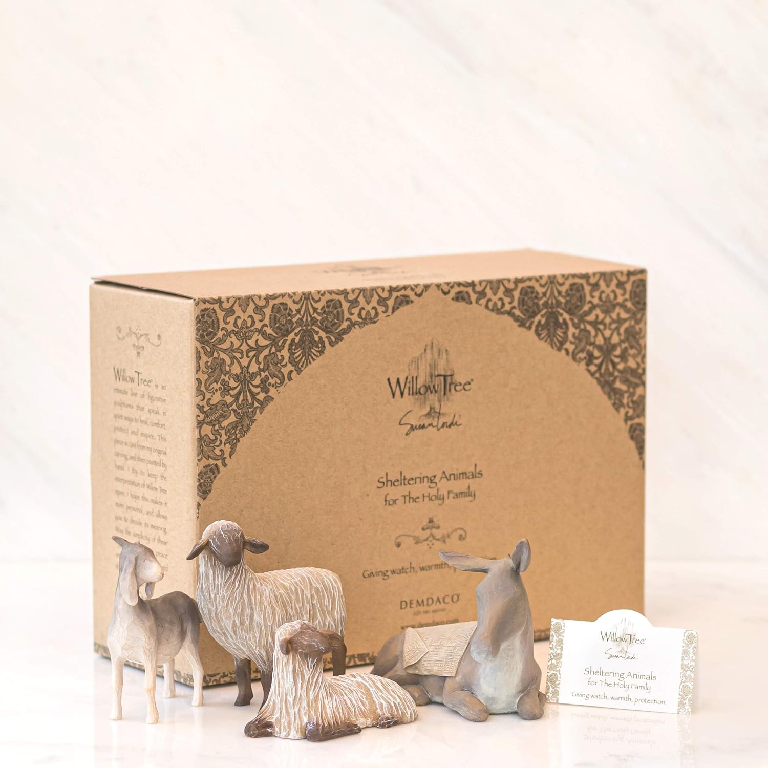 Willow Tree Sheltering Animals for the Holy Family, 4 Piece Nativity Set | Designed by Artist Susan Lordi, Build the Nativity Scene