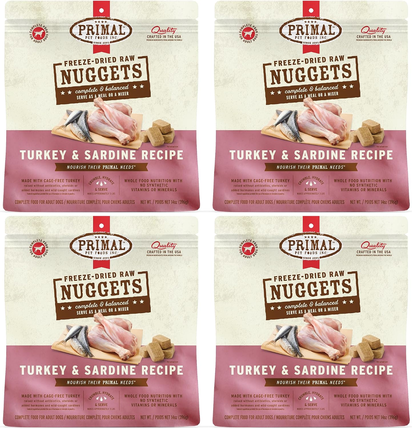 Primal Freeze Dried Raw Dog Food Nuggets, Beef, 14 oz | Complete & Balanced Nutrition, Meal, Topper or Treat, Grain-Free, High Protein, No Synthetic Vitamins & Minerals