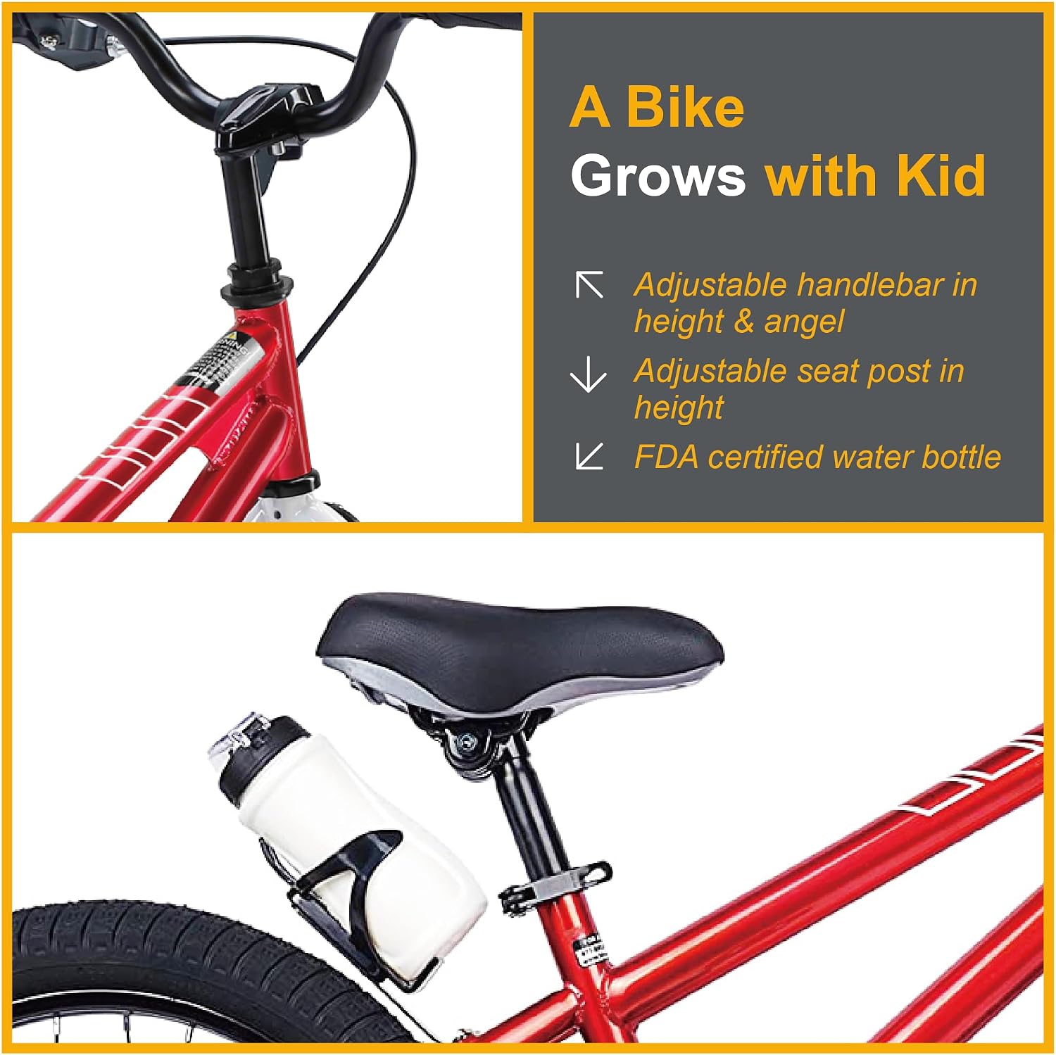 RoyalBaby Freestyle Kids Bike 12 14 16 Inch with Training Wheels, 18 Inch with Kickstand, Bicycle for Ages 3-10 Years Boys Girls
