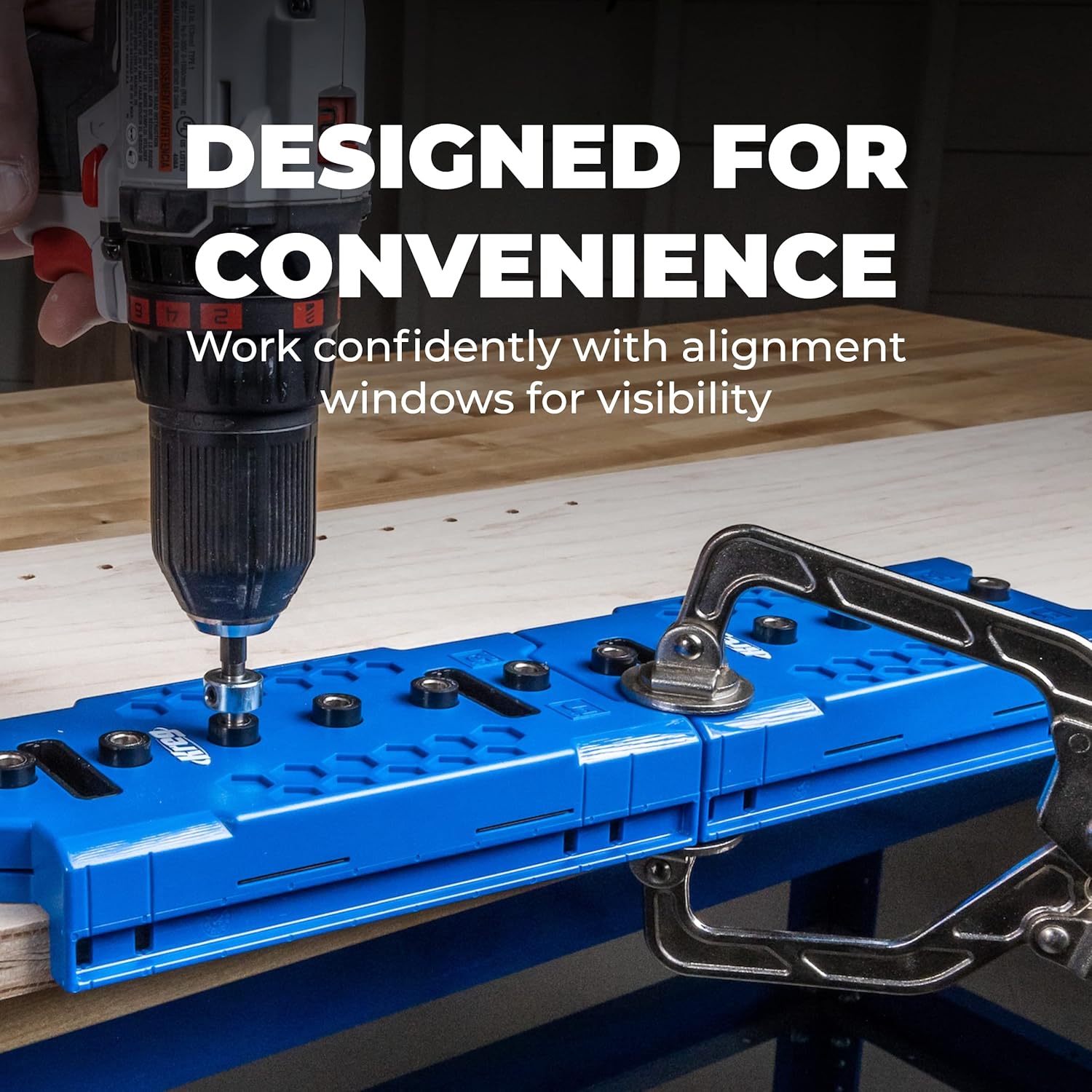 Kreg Shelf Pin Jig 1/4 Inch - Cabinet Hole Drilling Guide - Edge Aligned Precision - Adjustable Tool - KMA3225
