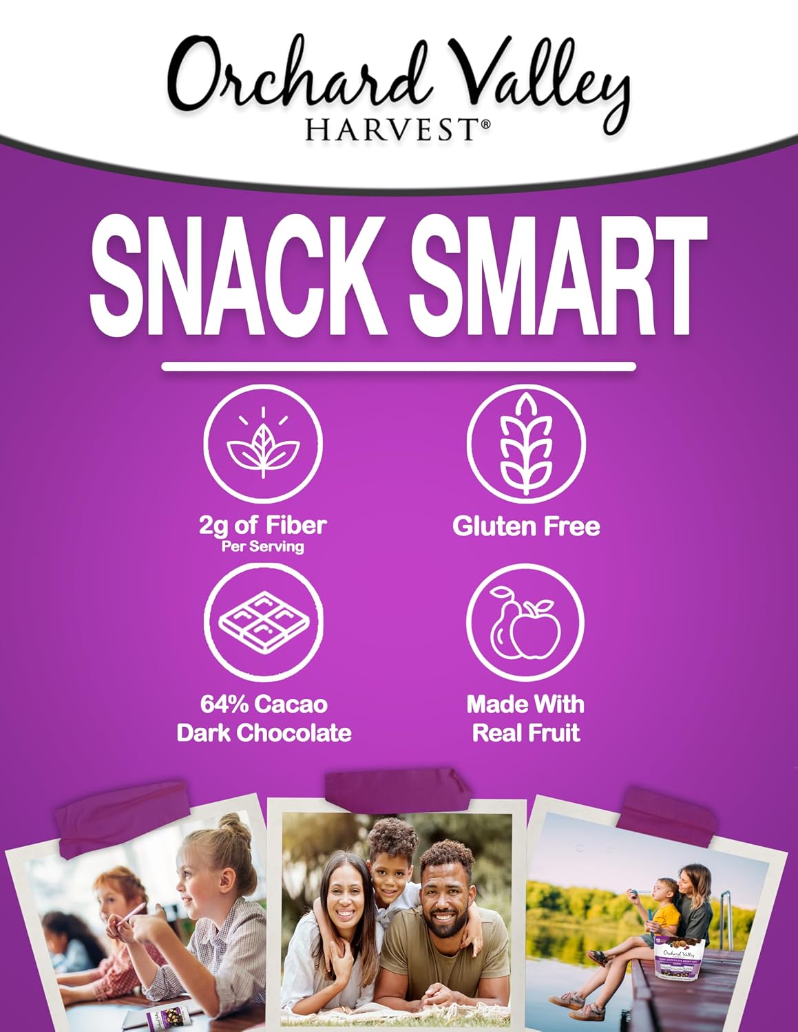 Orchard Valley Harvest Choc Nut Mix Multipack, 1 oz, Pack of 8 | Dark Chocolate Raisins, Almonds & Peanuts, Gluten Free, Stand Up Bag, Non-GMO, 4g Plant Protein, On-The-Go Snack