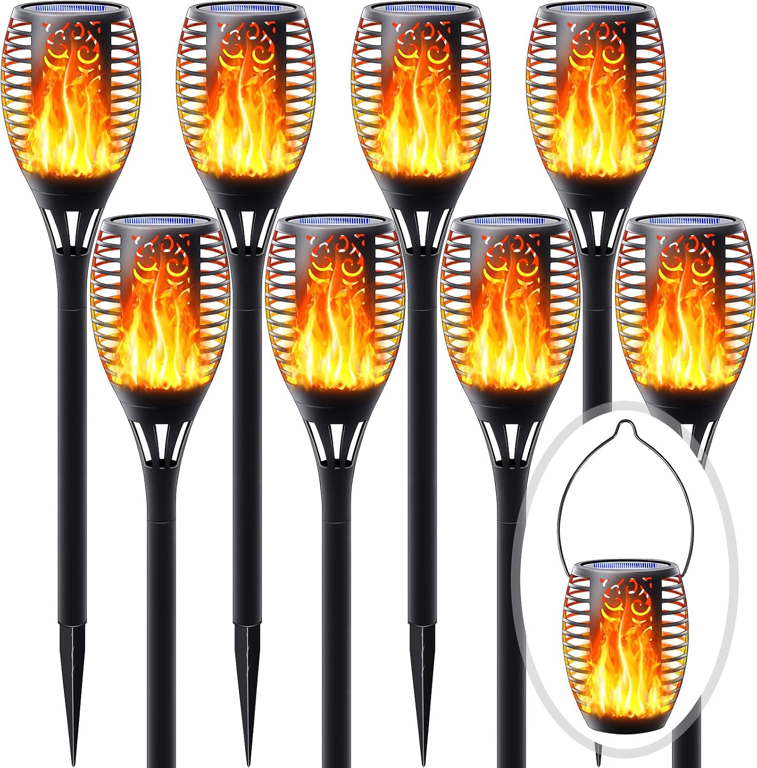 Flickering Flame Solar Torch Lights Outdoor, 3in1 Solar Lantern