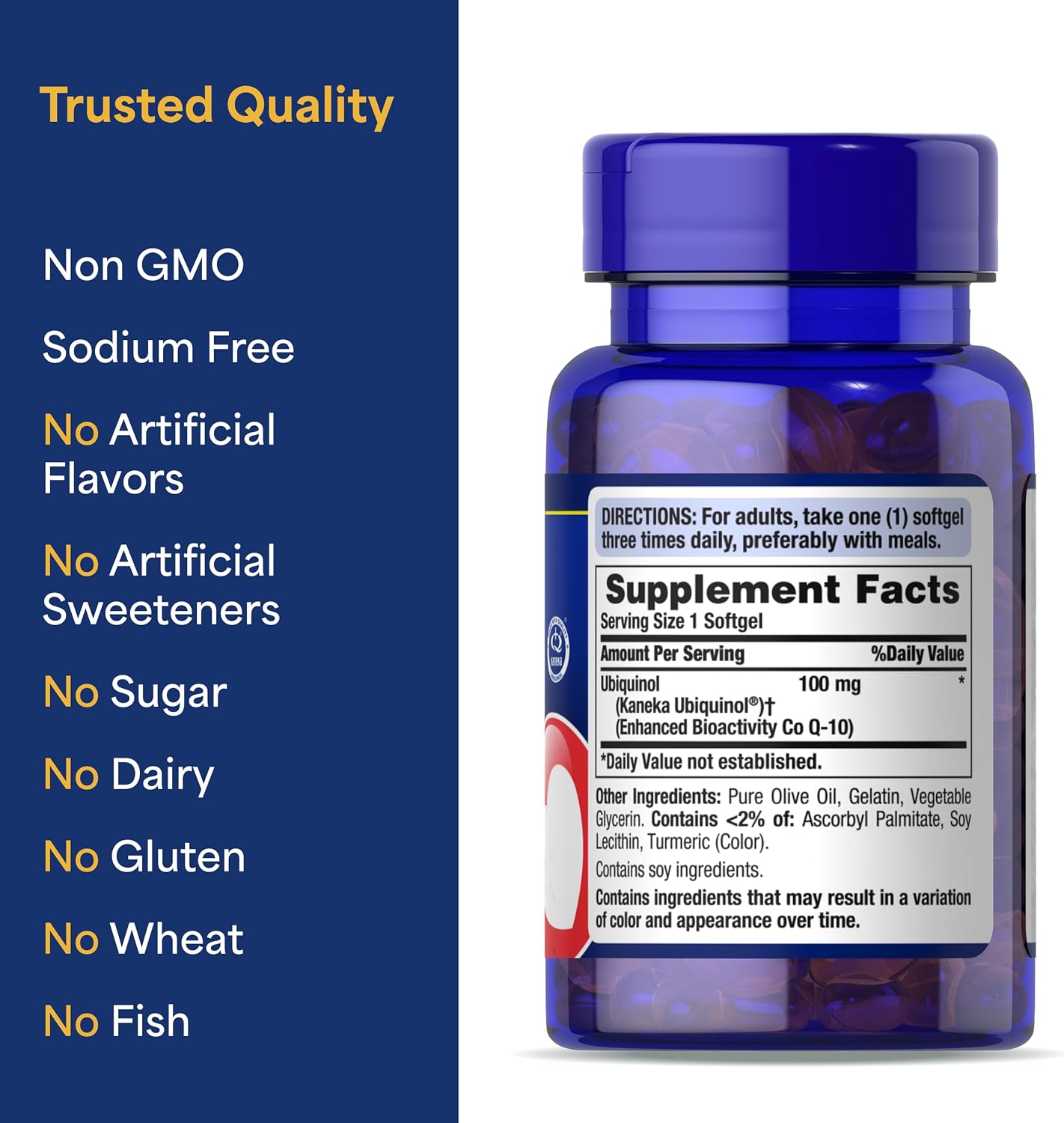 Puritan's Pride Next Gen Ubiquinol Coenzyme CoQ10 100mg, 60 Servings