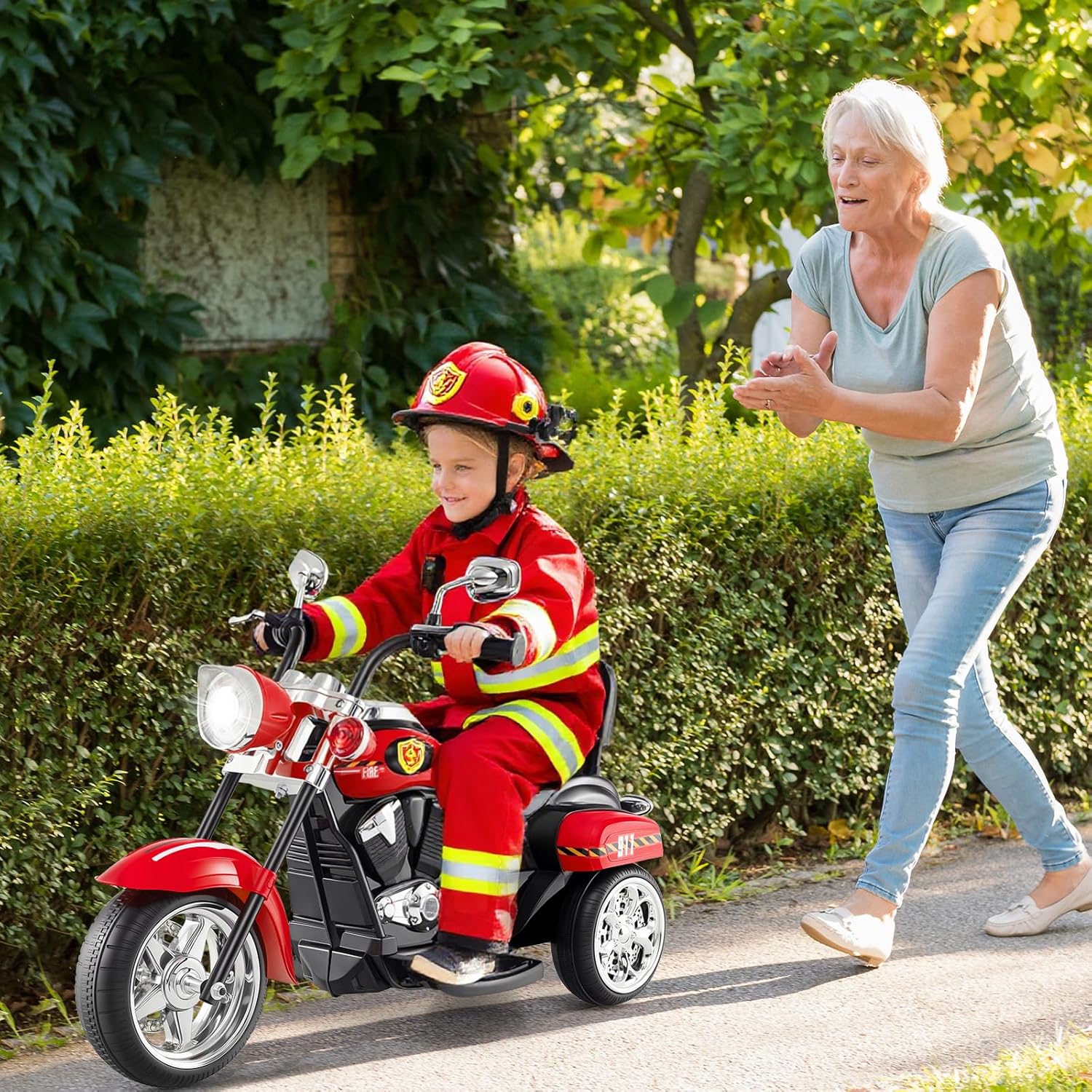 Costzon 6V Ride on Chopper Kids Motorcycle with Horn, Headlight (Red)