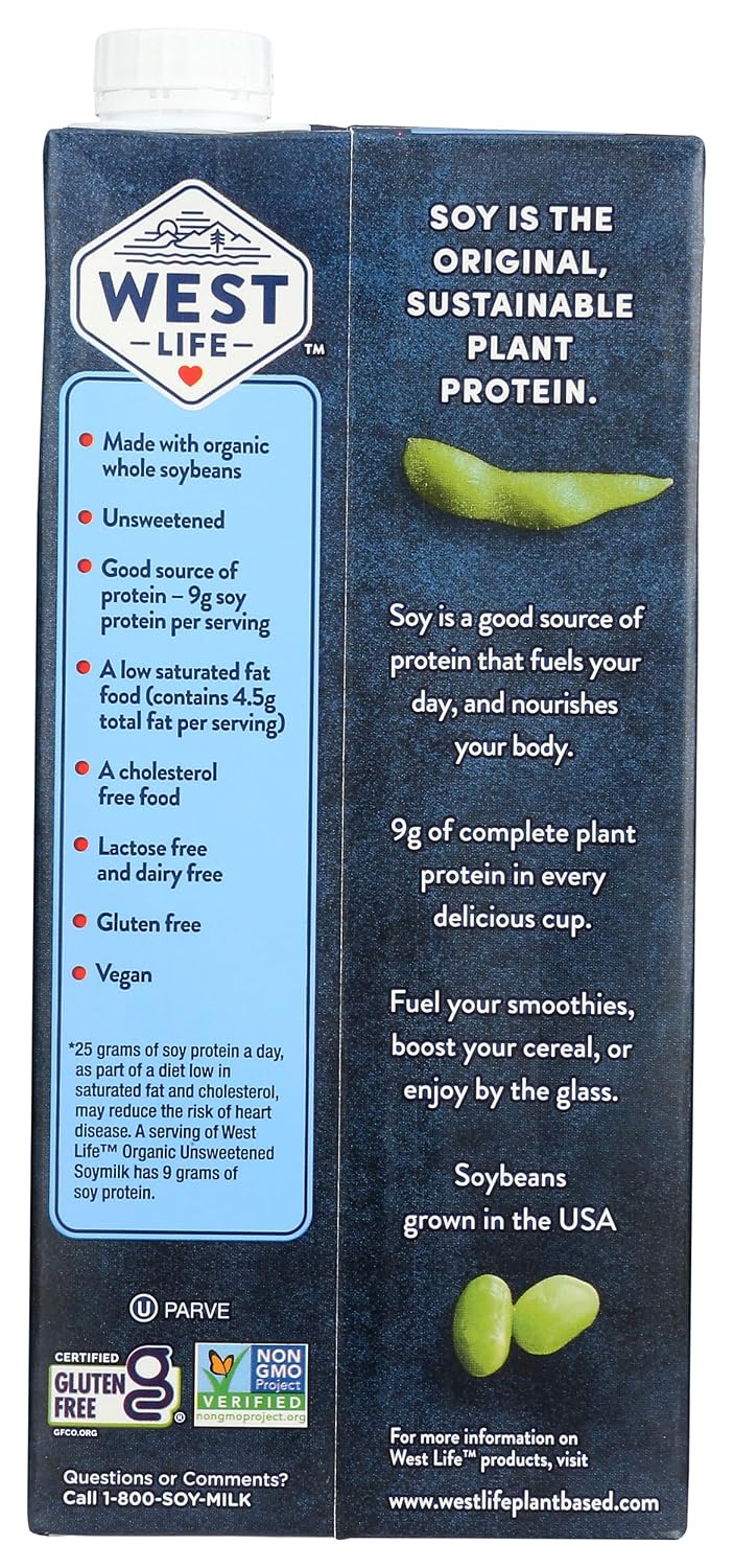 West Life Organic Unsweetened Soy Milk, 32 FZ