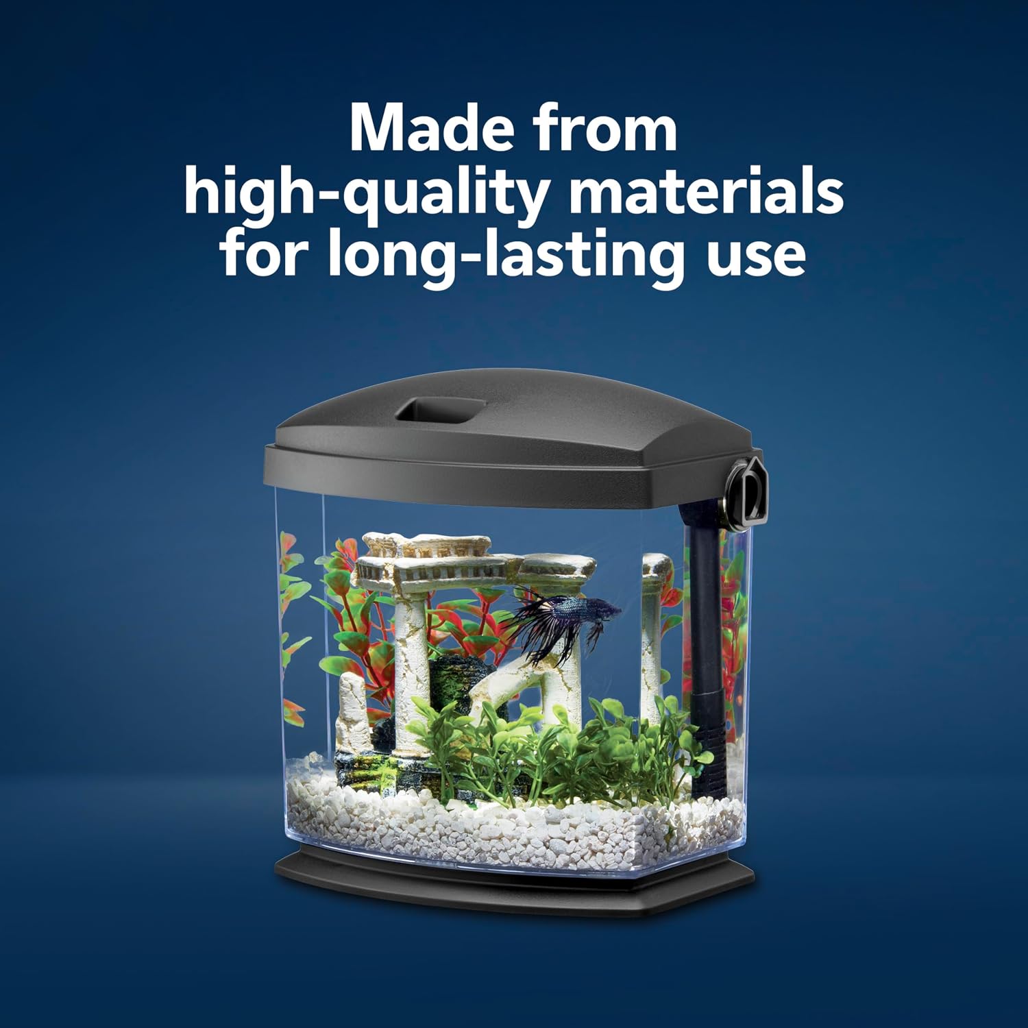 Aqueon BettaBow with Quick Clean Technology Aquarium Kit, Freshwater, Betta Fish, 1-Gallon, Black