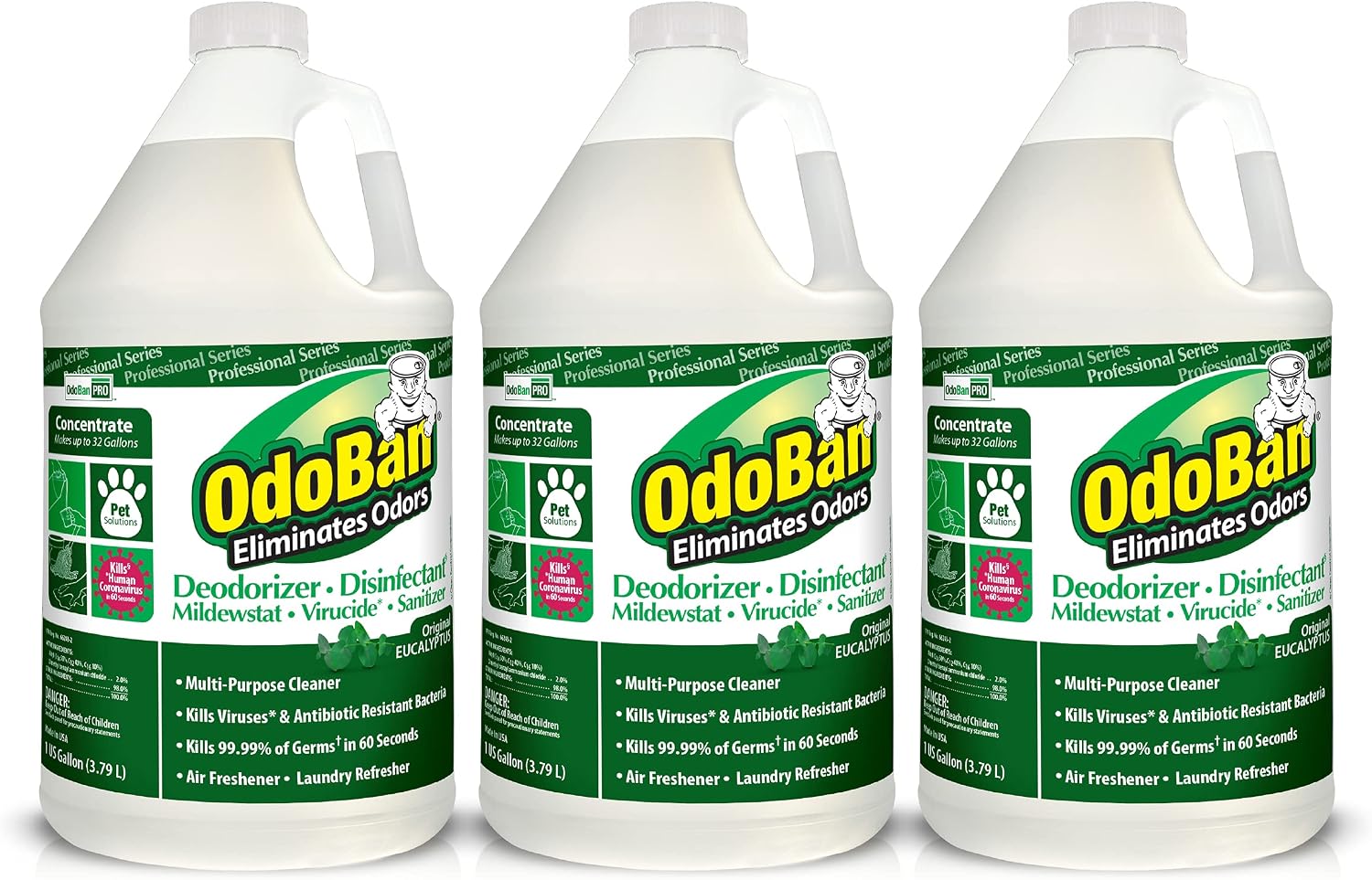 OdoBan Professional Disinfectant and Odor Eliminator Concentrate, 4 Gallons, Original Eucalyptus Scent