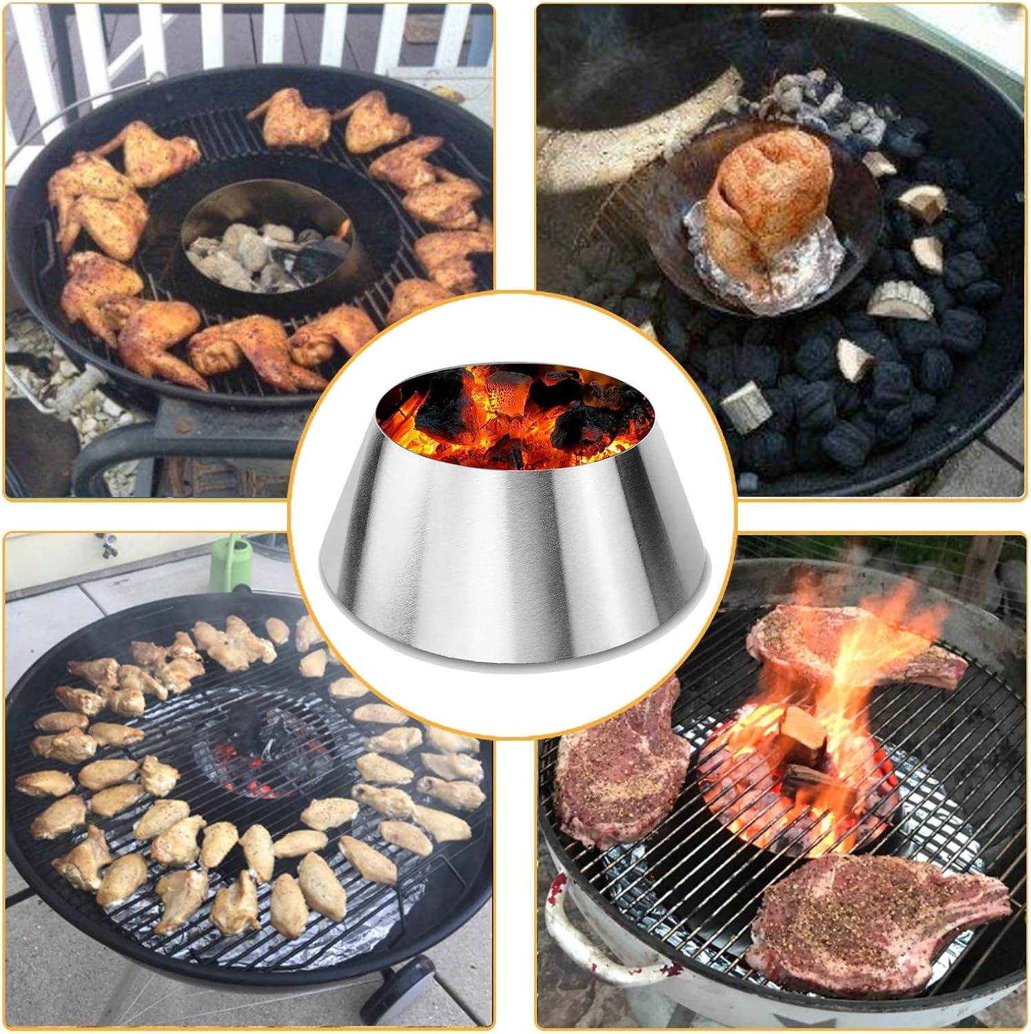 GRISUN Stainless Steel BBQ Whirlpool for Weber Kettle 22 in