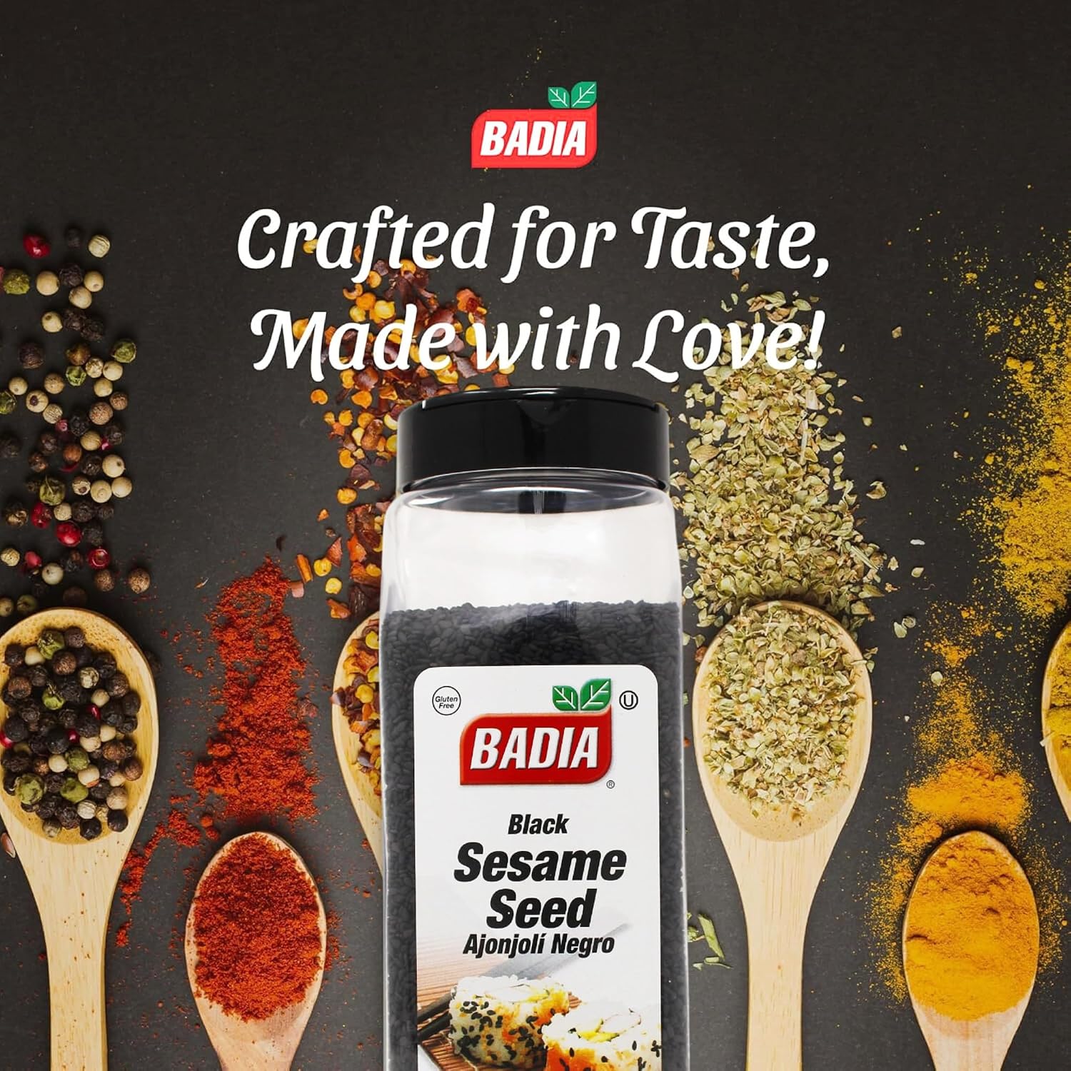 Badia Black Sesame Seed, 16 oz – Whole Black Sesame Seeds for Cooking, Baking & Garnishing – Rich, Nutty & Crunchy Flavor