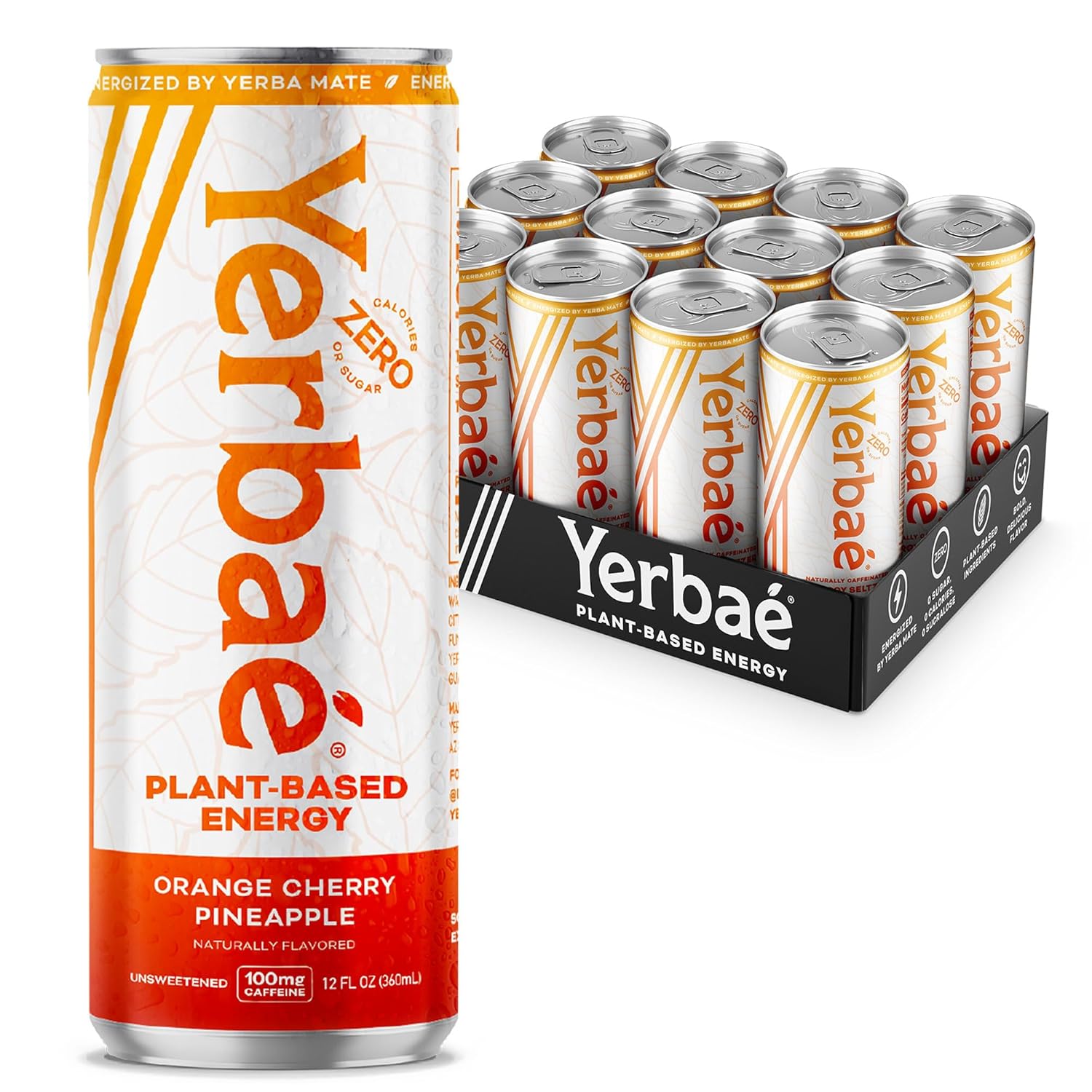 Yerbaé Energy Seltzer - Variety Performance Pack. No Sugar/Calories/Carbs. Energized by Yerba Mate Naturally Caffeinated Plant-Based, Healthy Alternative to Coffee/Sugary Sodas, Pack of 12, 12oz cans