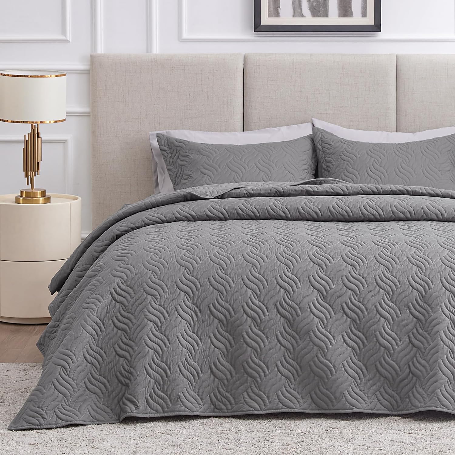 Love's cabin Quilts for Queen Bed Blue Bedspreads - Soft Bed Summer Lightweight Bedspread Comforter - Modern Style Coin Pattern Coverlet for All