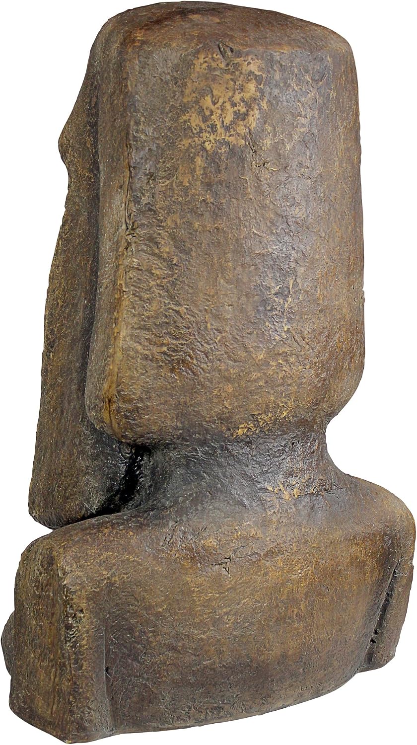Design Toscano Easter Island Ahu Akivi Moai Monolith Garden Statue, Extra Large, 32 Inch, Cast Stone Resin, Grey Stone