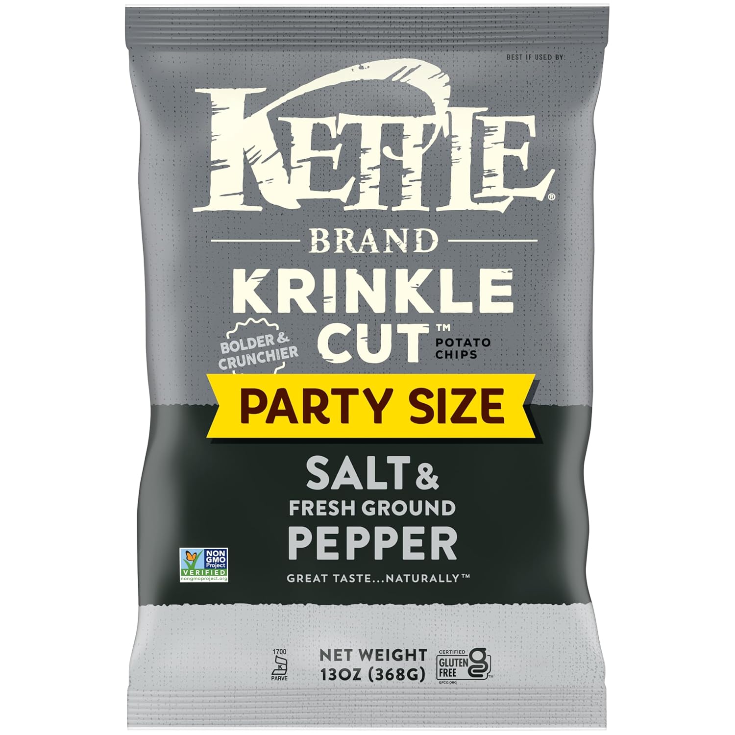 Kettle Brand Krinkle Cut Salt and Fresh Ground Pepper Potato Chips, 13 Oz