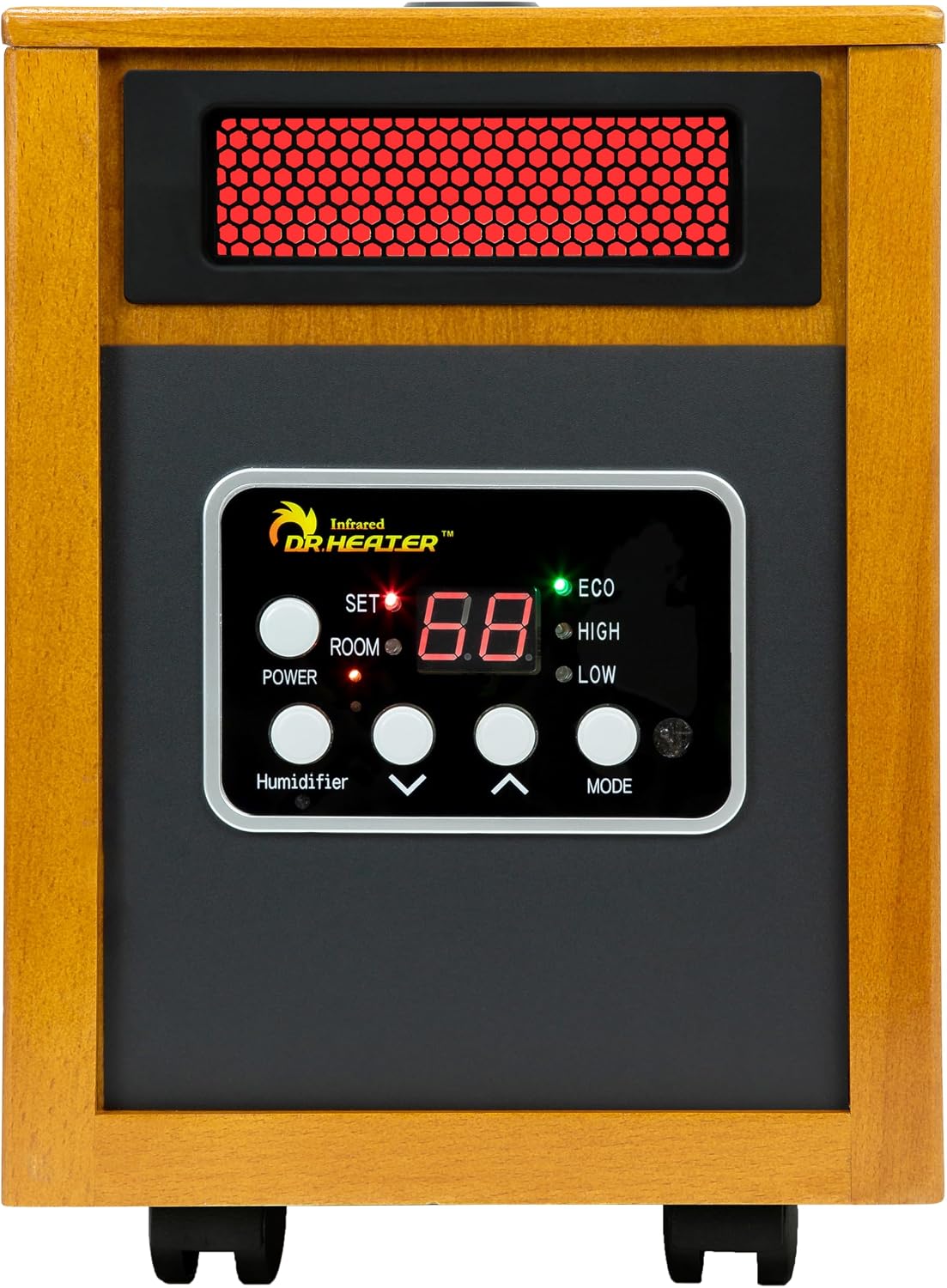 Dr. Infrared Heater DR-968H Indoor Portable Space Heater with Humidifier, 1500-Watt, Cherry