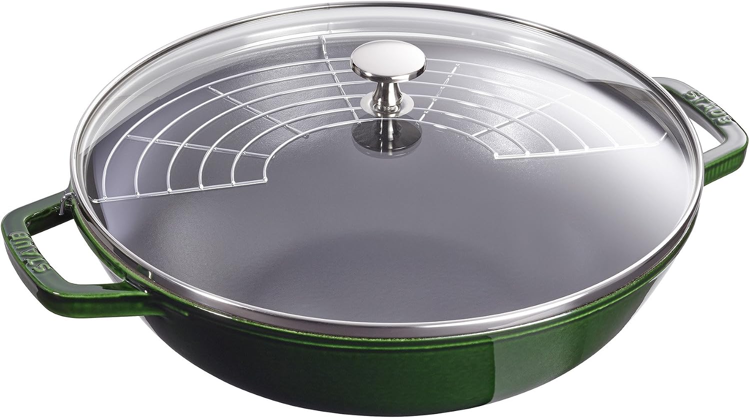 Staub Cast Iron Perfect Pan, Wok, Dutch Oven, 4.5-quart, serves 4-5, Made in France, Dark Blue