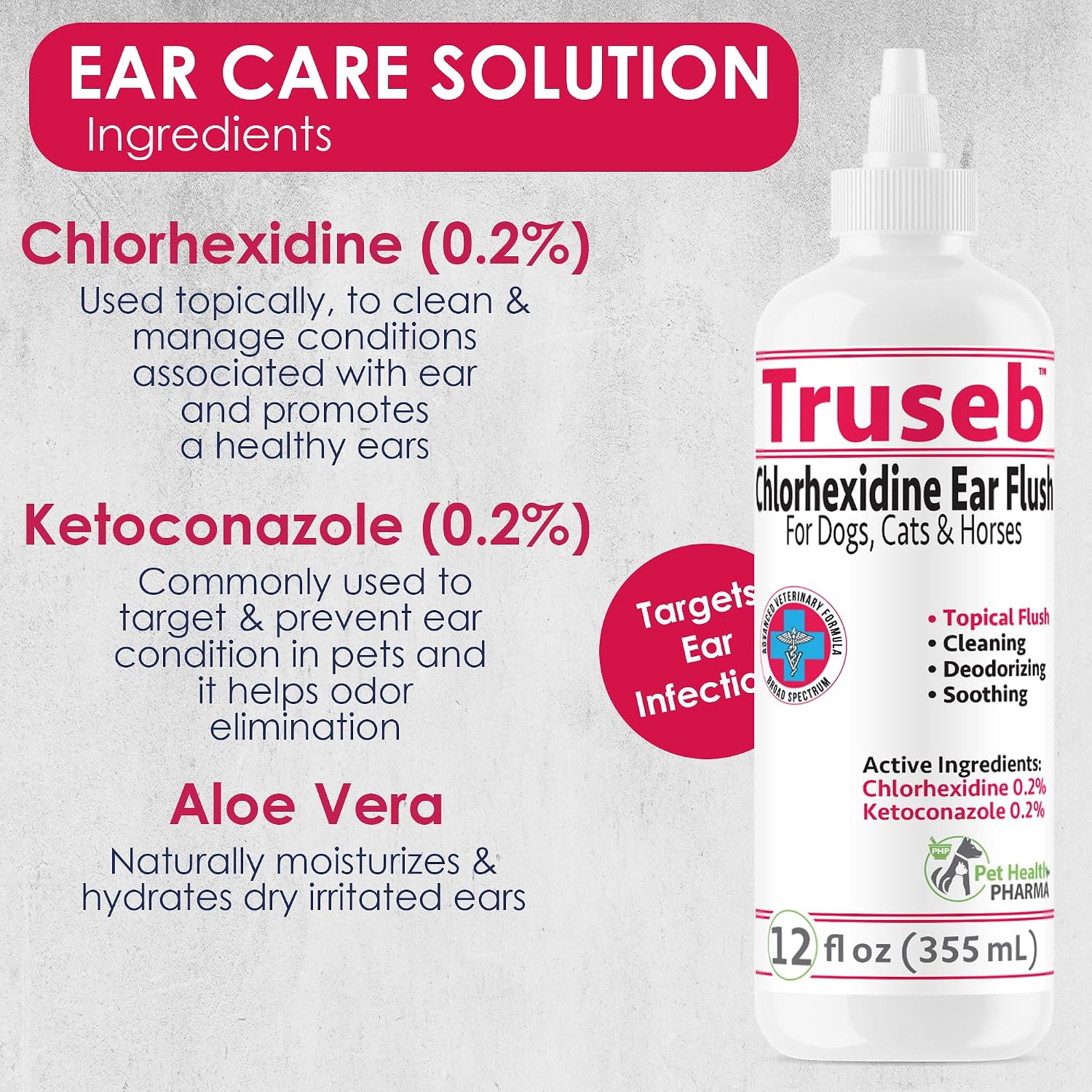Truseb Maximum Strength Dog Ear Infection Treatment Flush