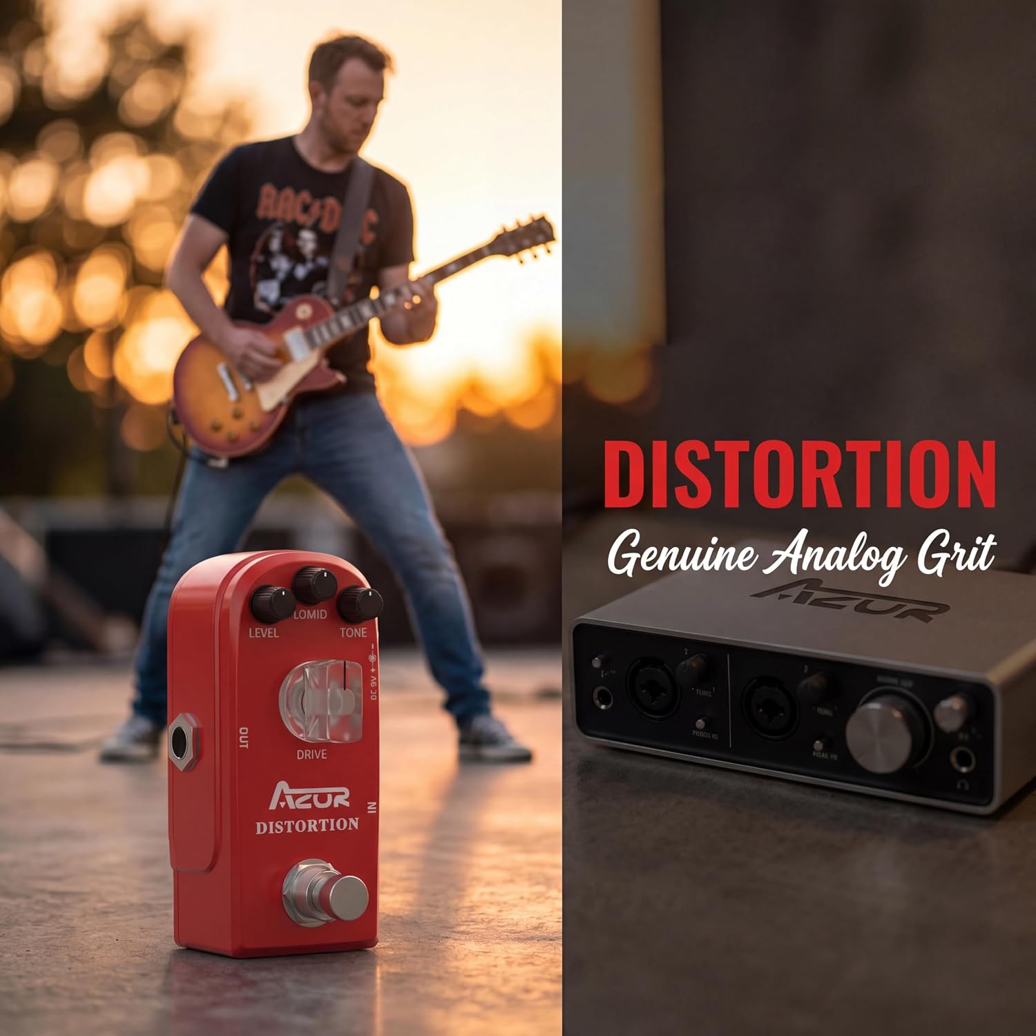 AZOR 5 Band Bass EQ Pedal, Aluminium Alloy True Bypass Equalizer Effect Pedal, Compact Mini Tone Control Pedal for Electric Bass Guitar