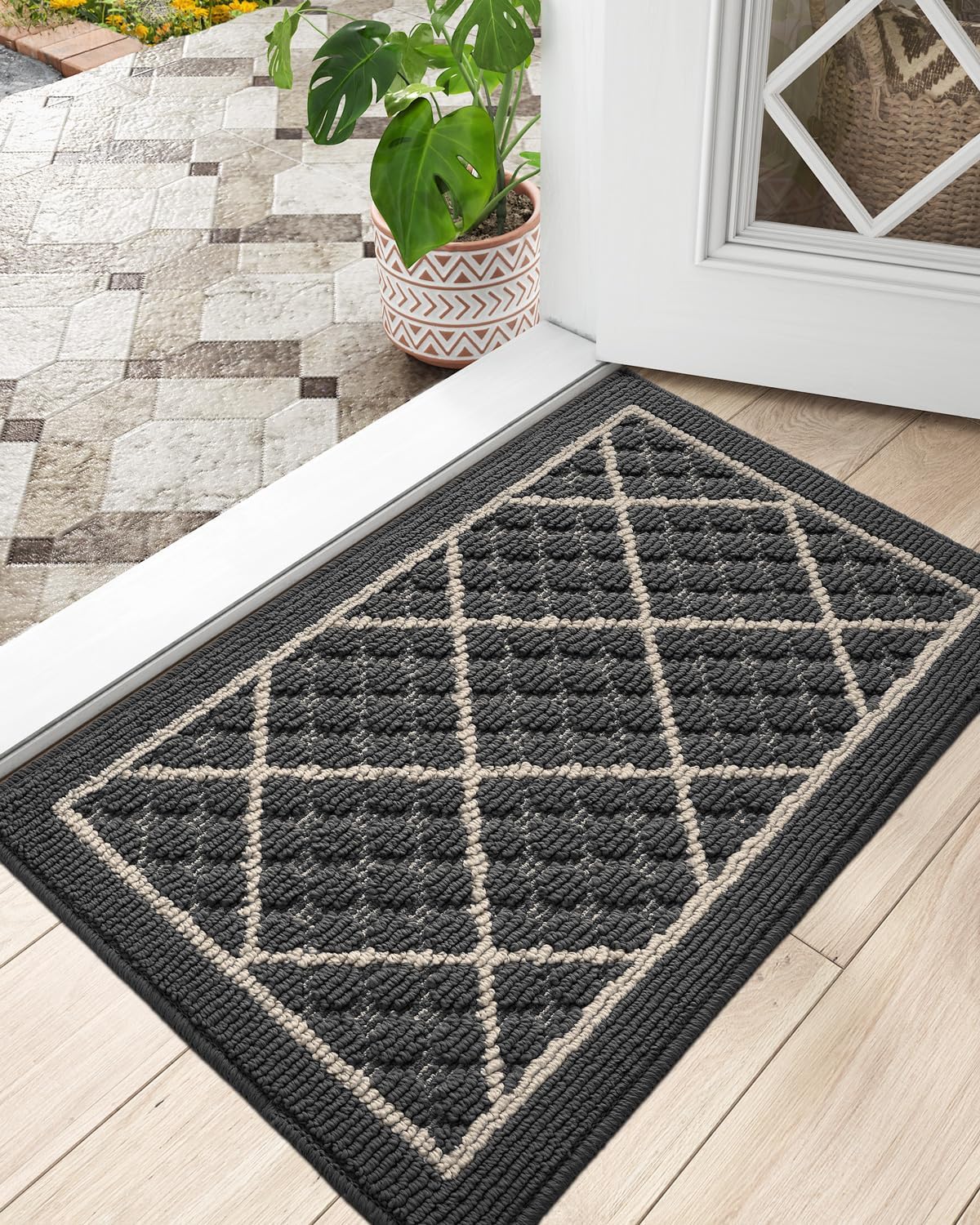 DEXI Front Door Mat Indoor Entryway 24x36 Inside Entrance Doormat Green