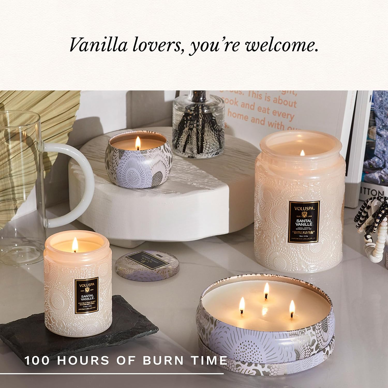 Voluspa French Cade Lavender Large Scented Candle Jar 18 Oz, 100 Hr Burn | Coconut Wax Blend in Decorative Glass, Clean Even Burn, USA Handcrafted Gift for Hosts, Fragrance Lovers & Relaxed Rooms