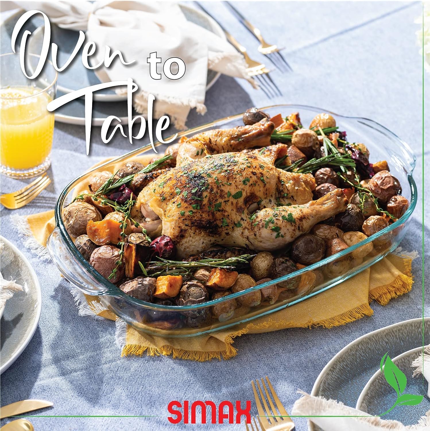 Simax Roaster Dish With High Lid Set, 8 Quart Glass Baking Dish