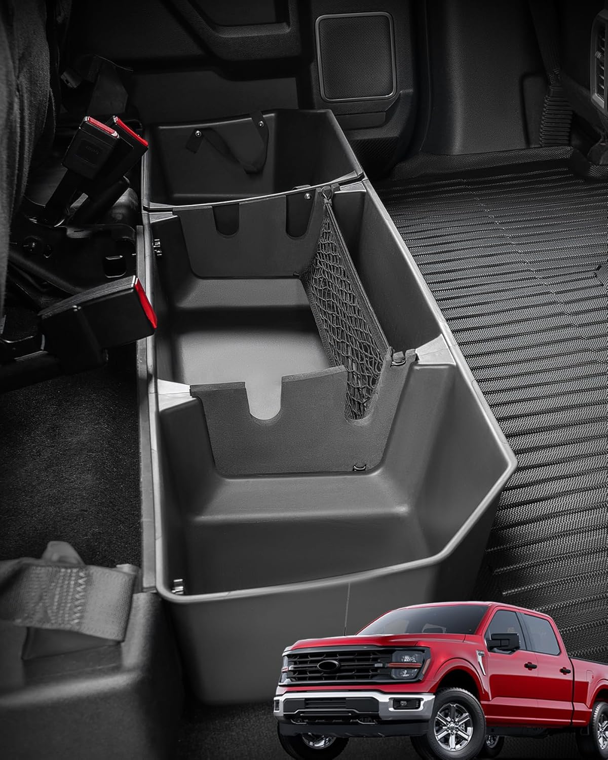 DiffCar® Truck Underseat Storage for Ford F150: 2015-2026 SuperCrew/CrewCab | Rear Under Seat Organizer Tool Box Car Accessories for Ford F-150