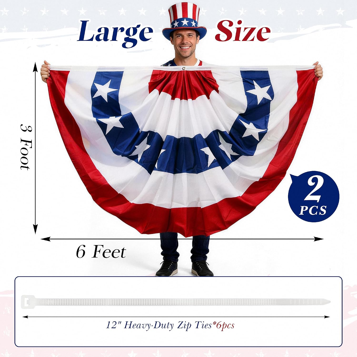 HOOSUN 4th Of July Decorations, American Flag Bunting for Outside, 3x6 Ft Fourth of July Bunting Patriotic Memorial Day Decor