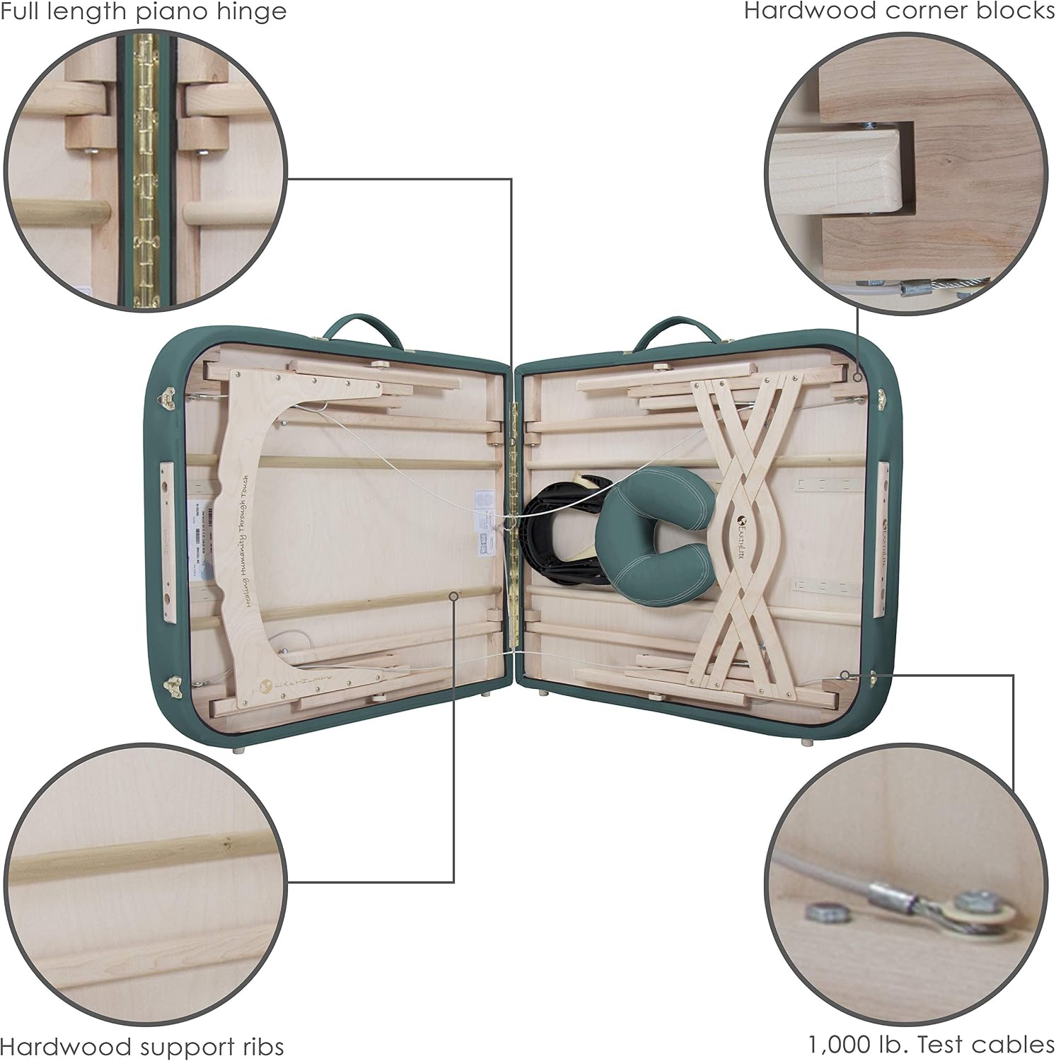 EARTHLITE Premium Portable Massage Table Package SPIRIT - Spa-Level Comfort, Deluxe Cushioning incl. Flex-Rest Face Cradle & Strata Face Pillow, Carry Case (30/32” x 73”) - Made in USA