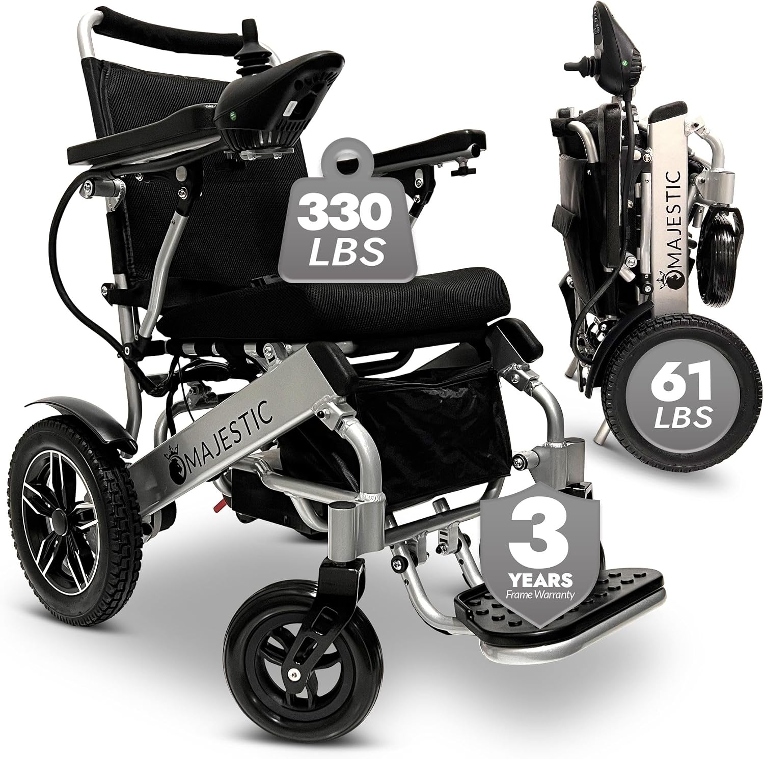 Majestic Electric Wheelchairs for Adults, Lightweight Foldable Electric Wheelchair, Motorized Wheel Chair for Seniors